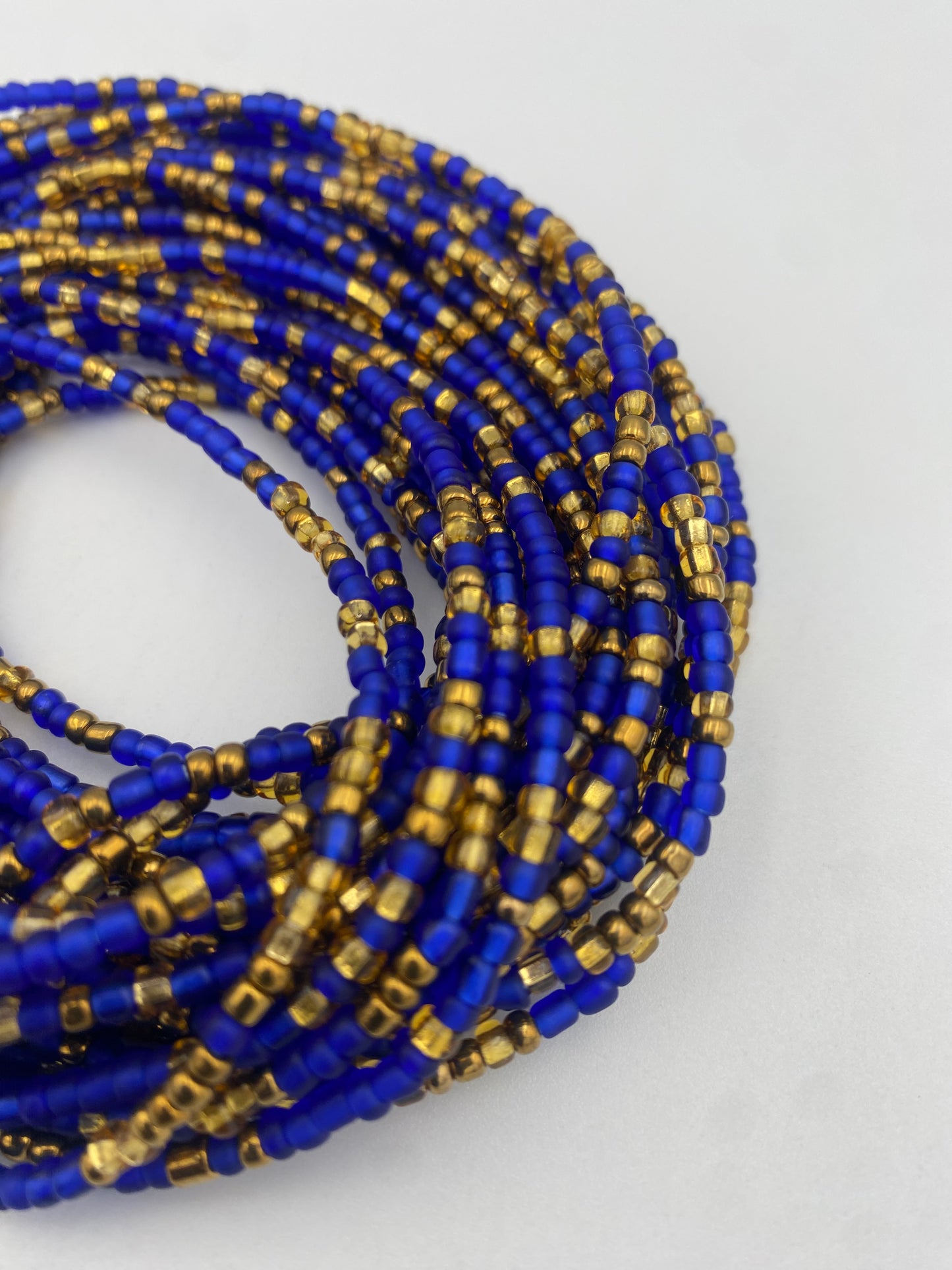 Blue & Bronze Waist Beads – Tie-On- African Waist Bead Strand for Women, 45-50 Inches Adjustable, Body Jewelry for Adornment, Promoting Body Positivty & Weight Managemen