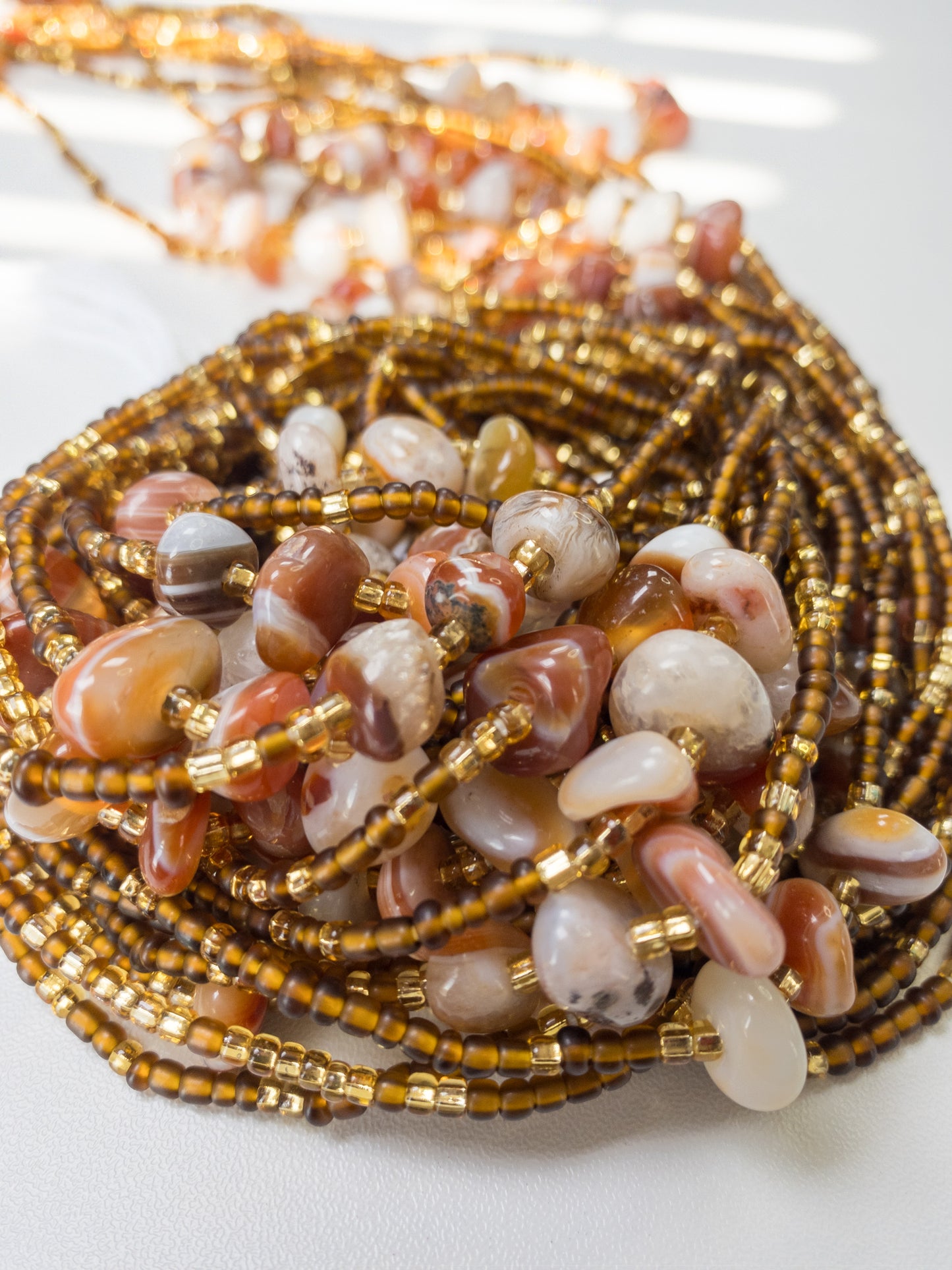 Carnelian Agate~ Luxury Crystal Waistbeads- carnelian waistBeads- Natural stone WaistBead