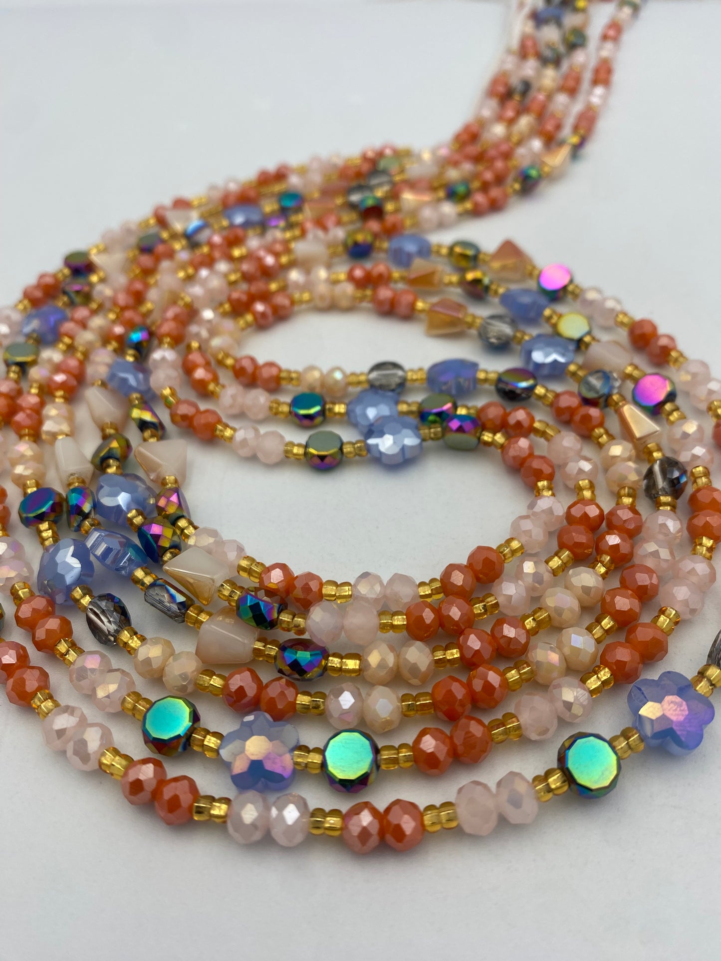 Celeste Aurora~ Crystal Waist Bead- Tie On 45”