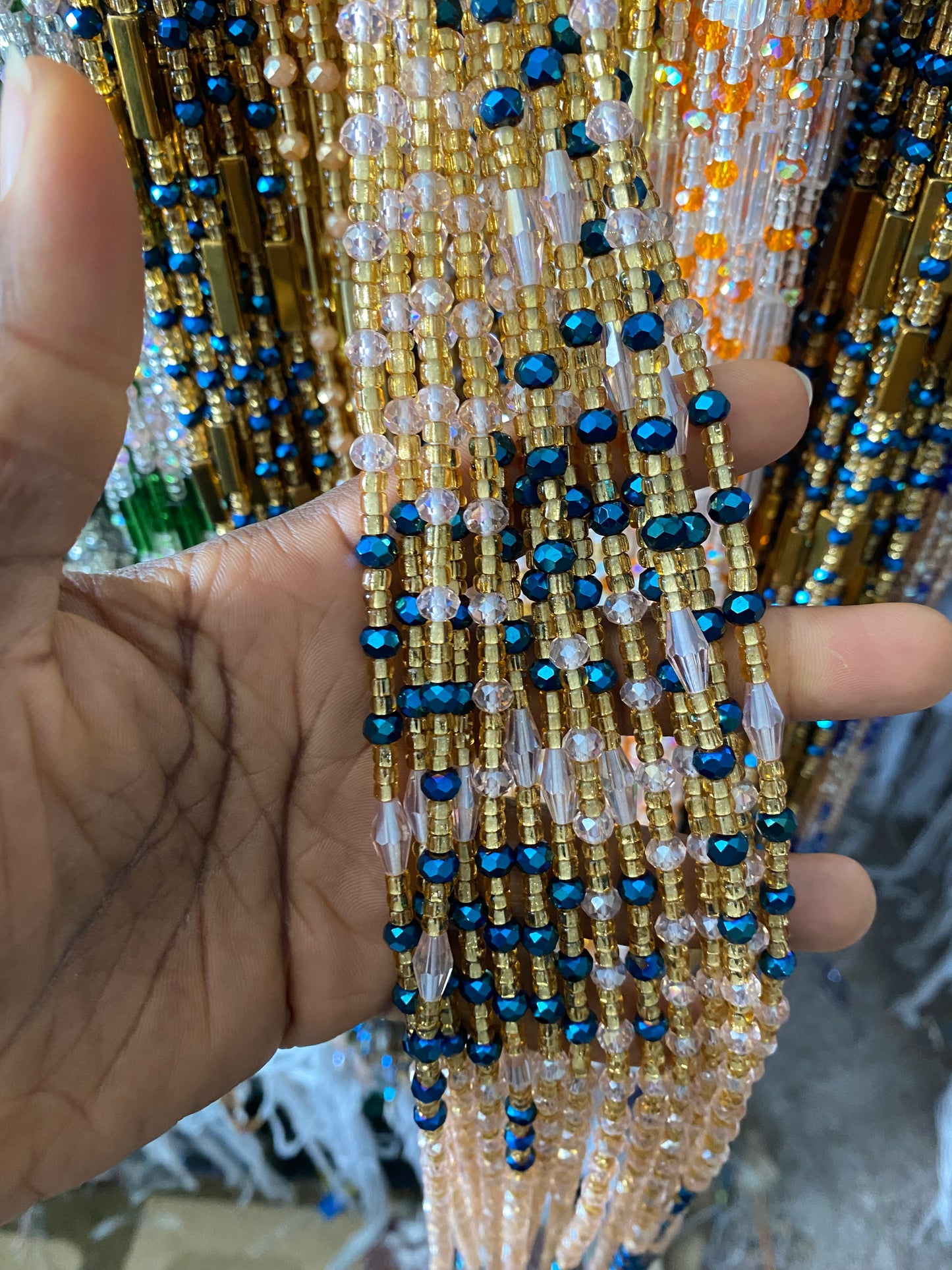 Wholesale African Waist Beads – Crystal Tie-On Strands 45”–50” (Bulk 25pcs Pack)