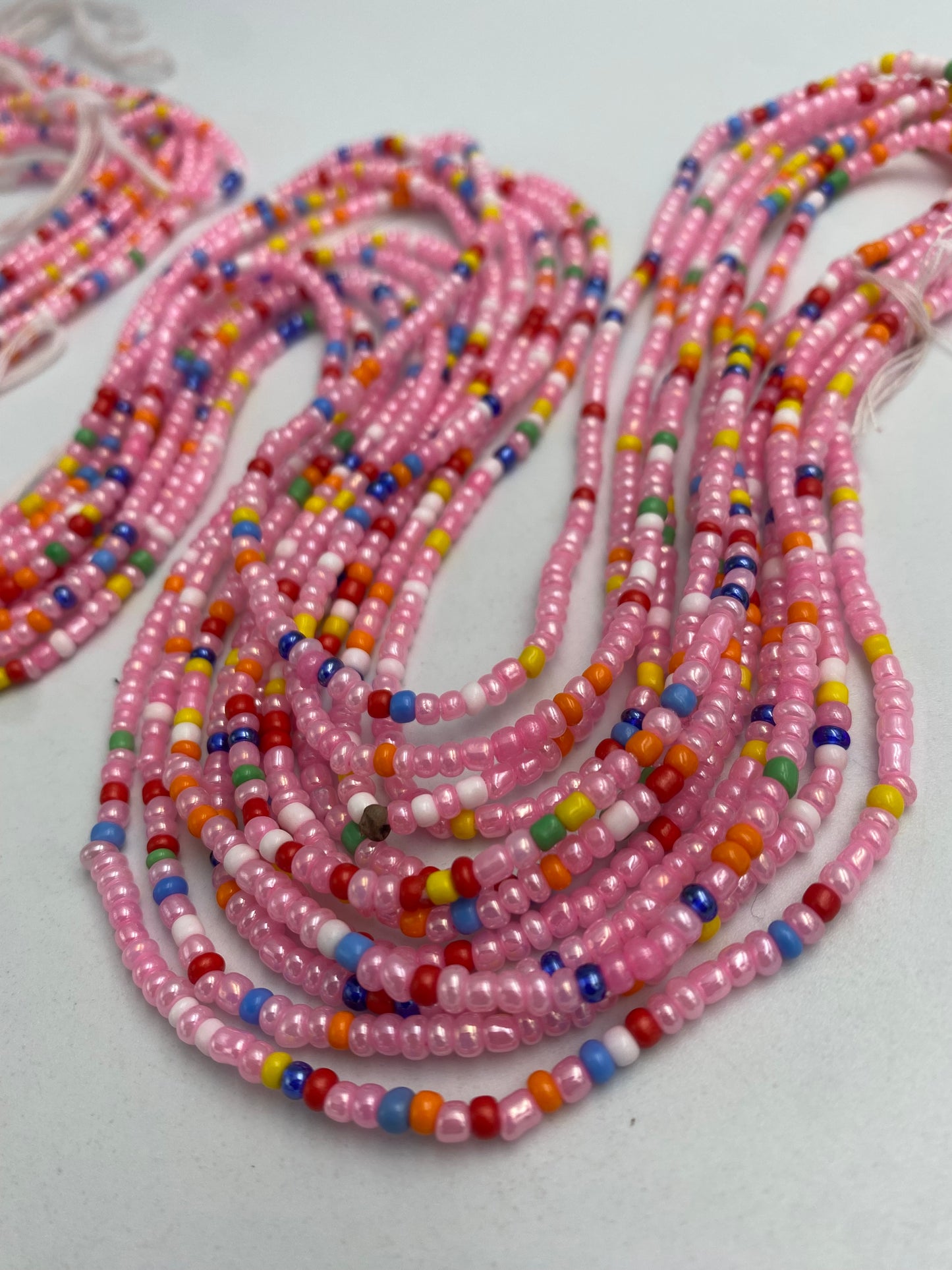 Pink- Waist Beads – Tie-On African Waist Bead Strand for Women, 45-50 Inches Adjustable, Body Jewelry for Adornment, Promoting Body Positivty & Weight Managemen