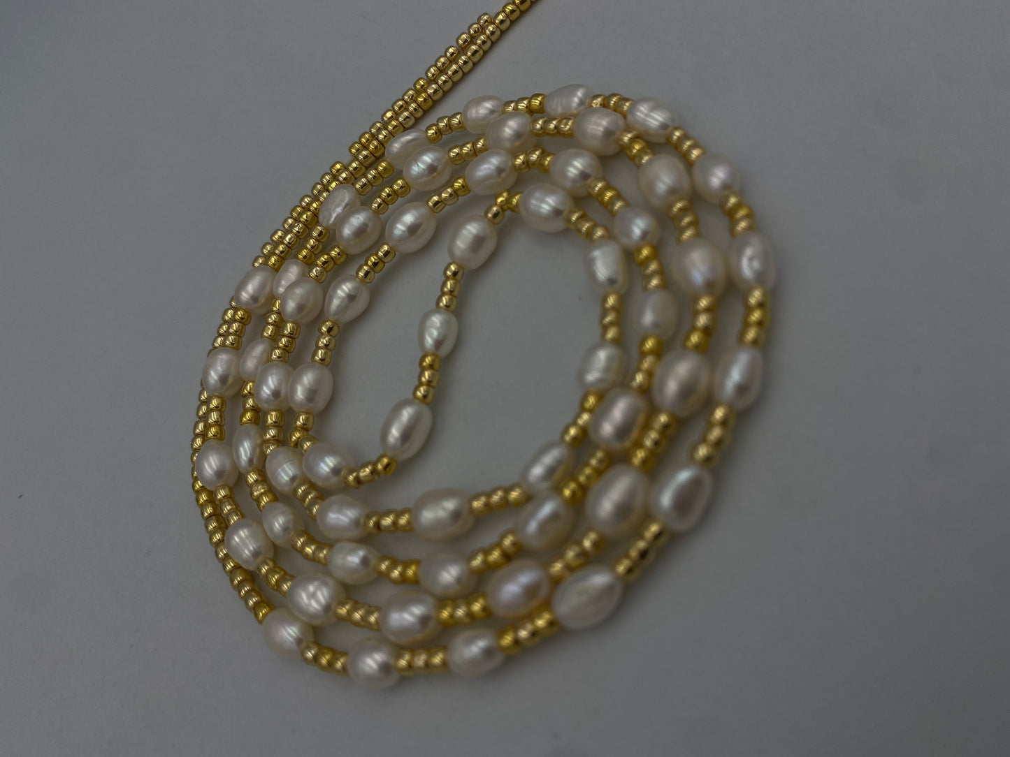 Freshwater Pearl & Crystal Waist Beads – 45” Permanent Tie-On Jewelry~ Choose Your design