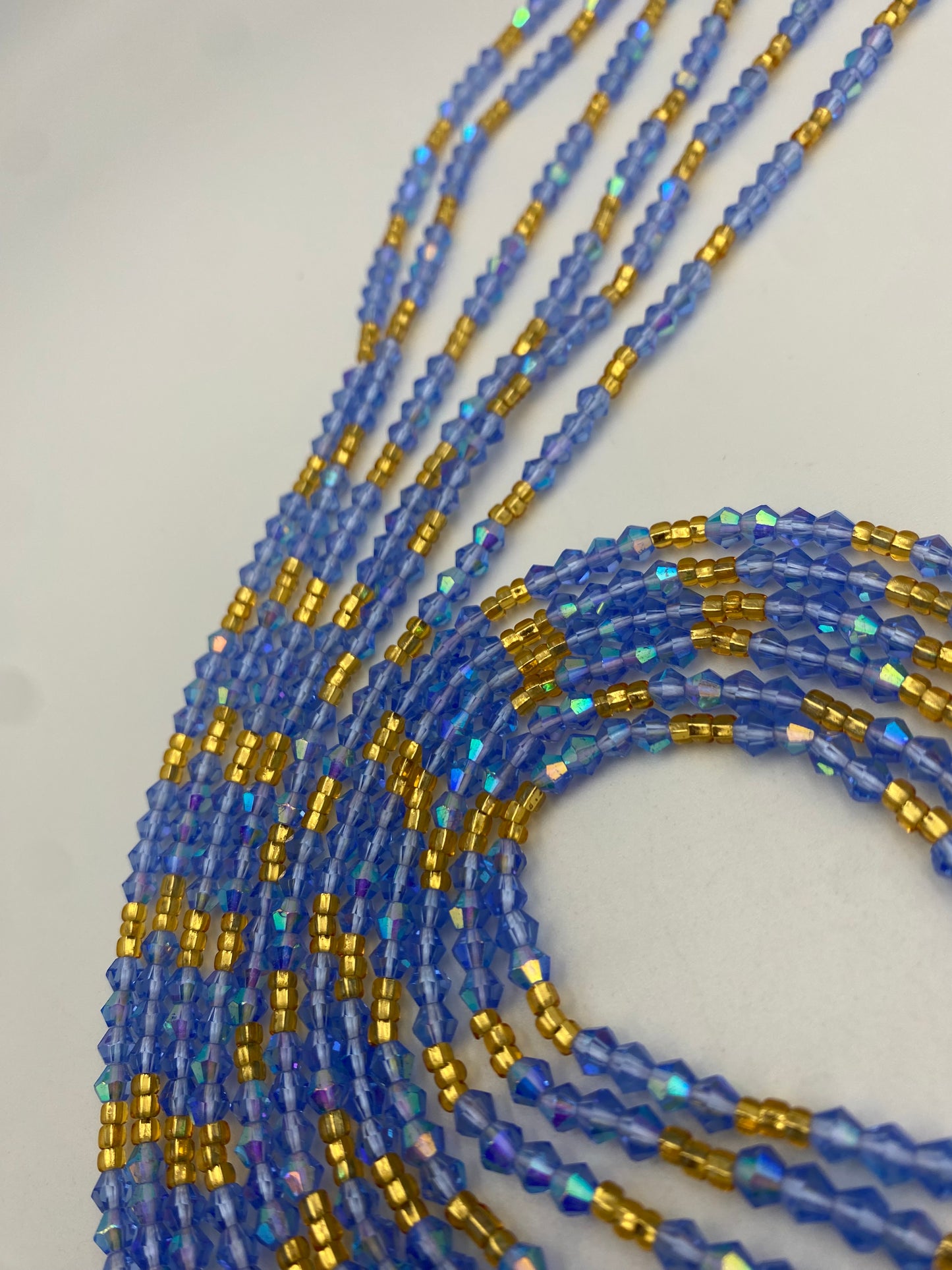 Variety of Crystal Waist Beads, Bicones, Mini crystal Waistbeads-  Choose your Color- Price Per Item - Tie On 40”-50”