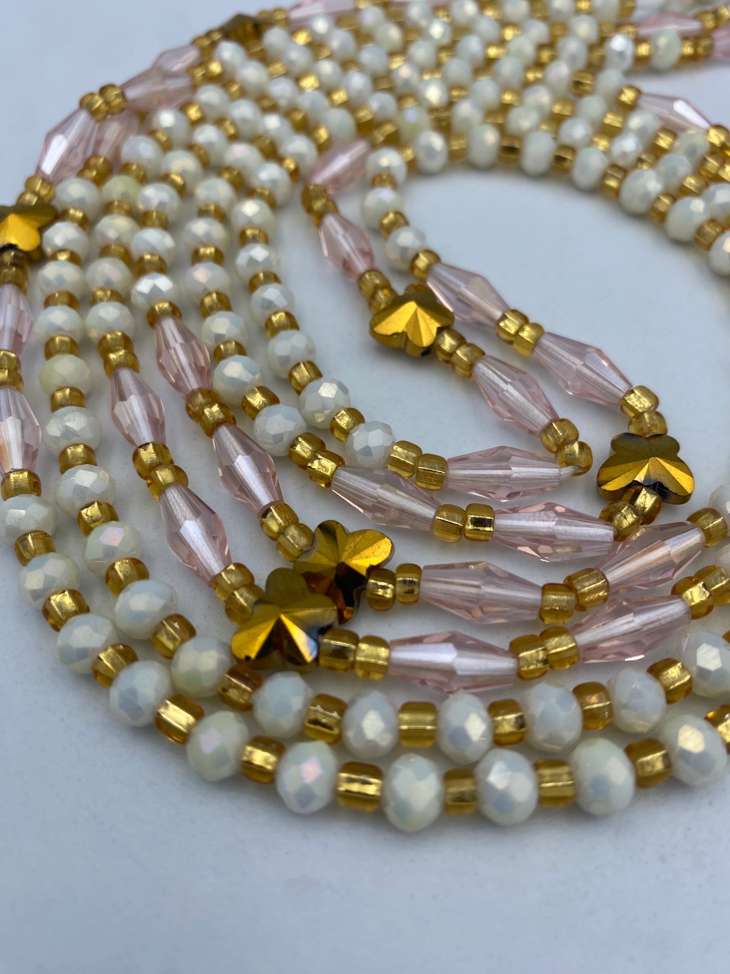 White Crystal Waist Bead- Tie on