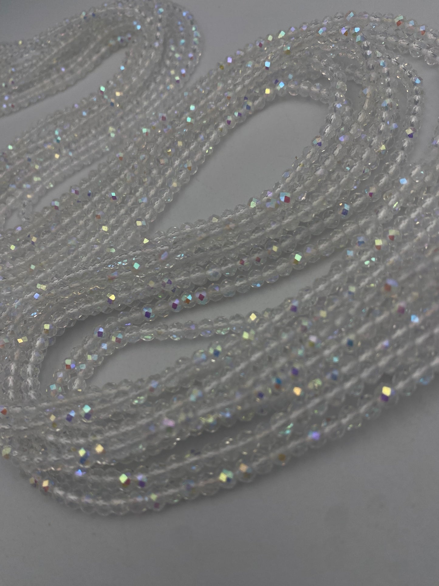 Silver Crystal WaistBeads -Clear Waist Beads African Waist Jewelry – Tie-On (45”) – Add to Cart, Buy Now – Price Per 1 Waist Bead 45”