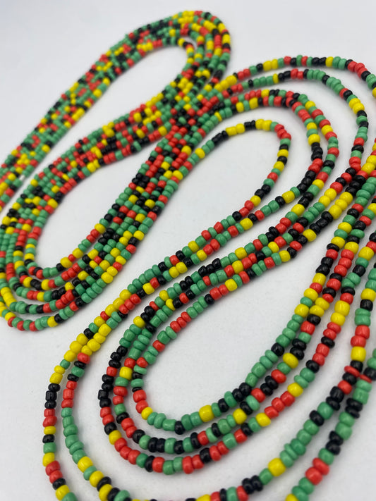 Rasta Waist Beads – Tie-On African Waist Bead 45”-50” | Red Yellow Green | Price Per Waist Bead