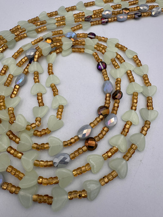 Glow in the dark Waist Beads (Hearts - Subtle ) - African Waistbeads-Tie On 45"- 50"- Price Per Waist Bead- Add to Cart Now