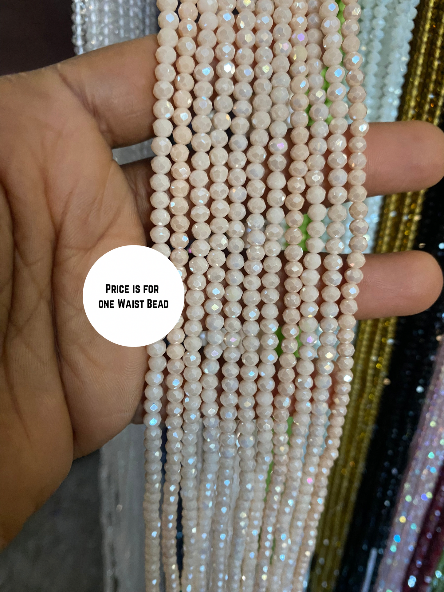 Crystal WaistBeads -TikTok Waist Beads – Variety of Styles – African Waist Jewelry – Tie-On (45”) – Add to Cart, Buy Now – Price Per 1 Waist Bead