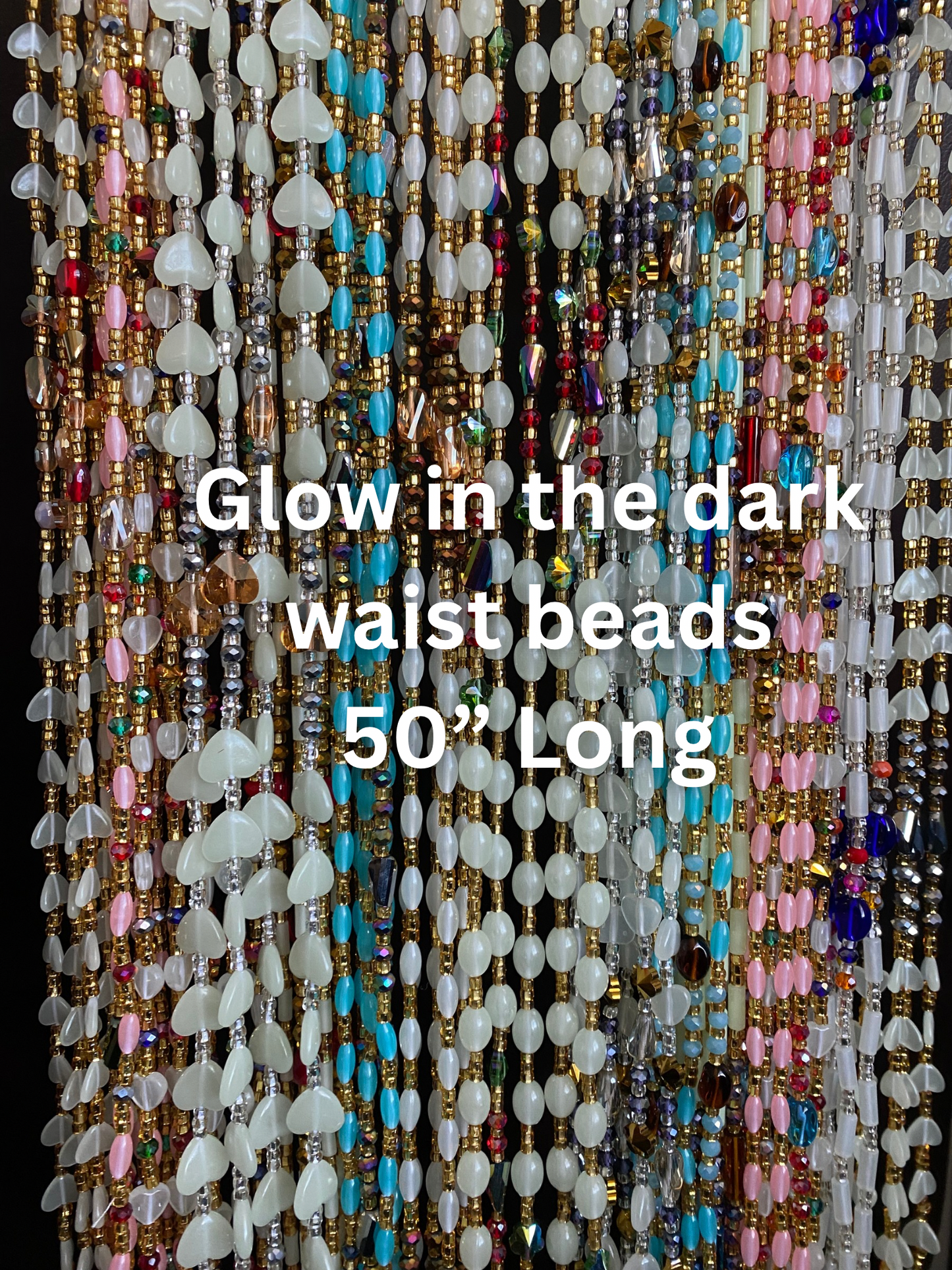 Soft Glow in the Dark  Waist Bead  waistBeads-  Tie On Waist Beads- 45”-50.