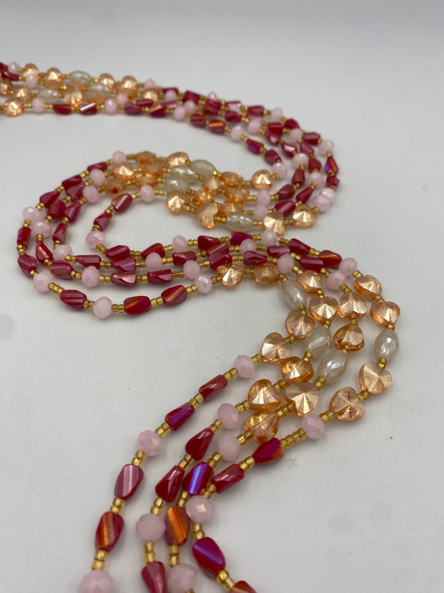 Ruby Luxury Tie-On Waist Beads | Faith-Inspired Body Jewelry | Handmade Waist Beads for Women 45Inches |