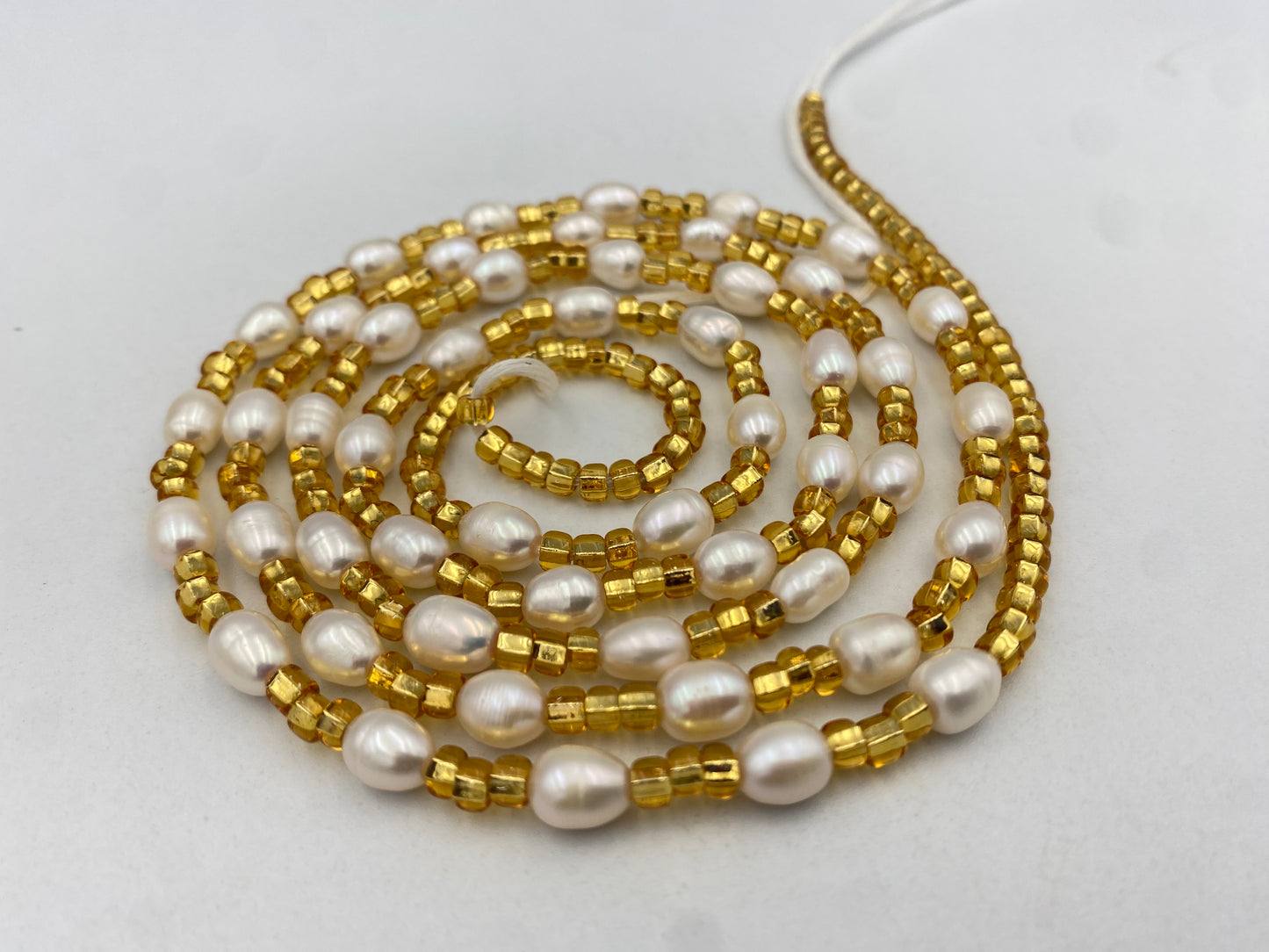 Freshwater Pearl & Crystal Waist Beads – 45” Permanent Tie-On Jewelry~ Choose Your design