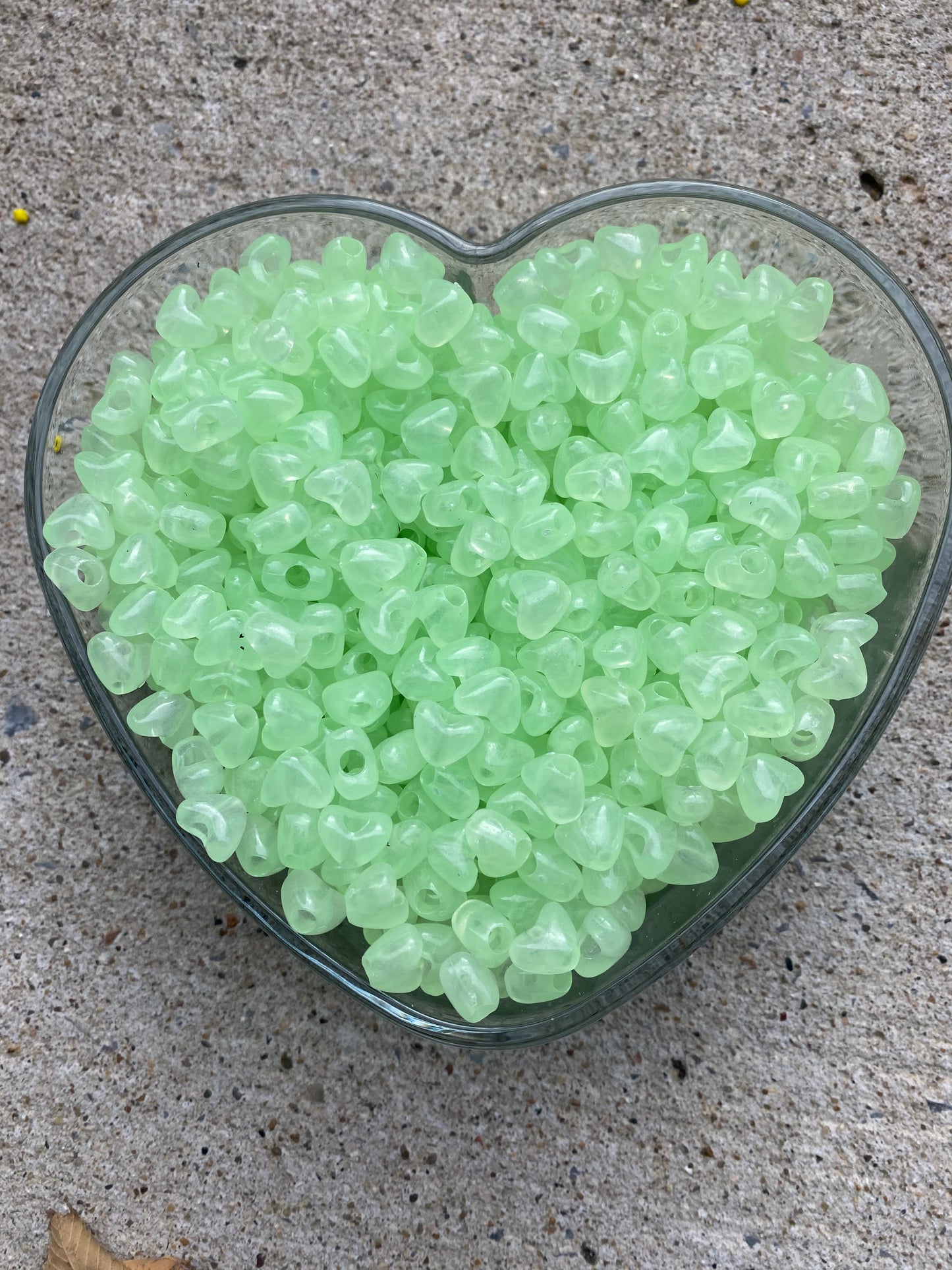 Soft Glow-In-The Dark Heart Beads , Bulk Beads for Jewelry making 500-600 per pack