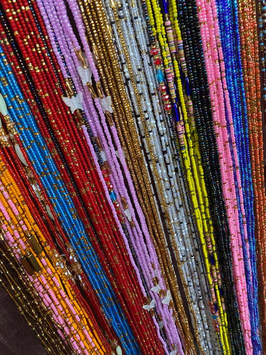 Wholesale Waist Beads – Bulk Multicolored Tie-On Strands (45”–50”)