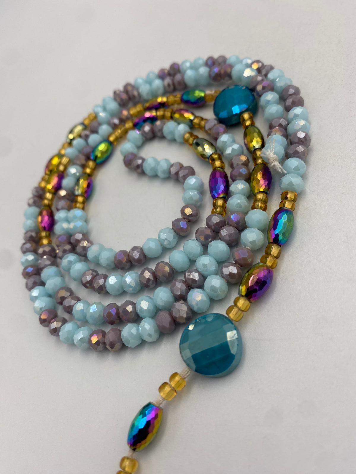 Blue & Gray Luxury Crystal Waist Bead 45”| 1 PC