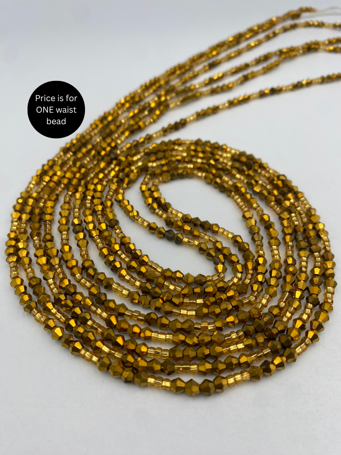 Variety of Crystal Waist Beads, Bicones, Mini crystal Waistbeads-  Choose your Color- Price Per Item - Tie On 40”-50”