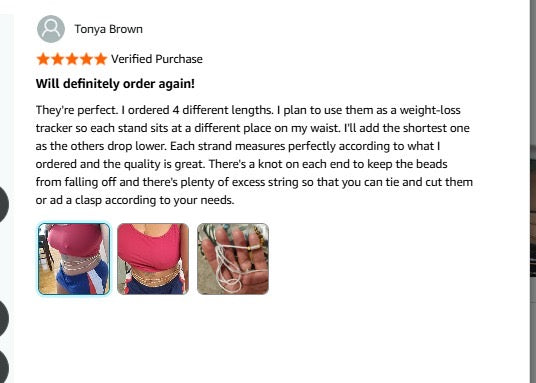 3 Pc Glow-in-the-Dark Waist Beads Set – Handmade Tie-On Beaded Jewelry 45”-50”