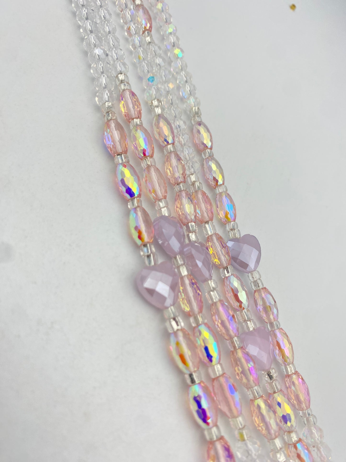 Bridal | Waist Bead for the New Year |  Waist Beads – Luxury Tie-On Beaded Jewelry | Crystal & Silver with Pink | Body Adornment & Weight Tracking- 45–Inches