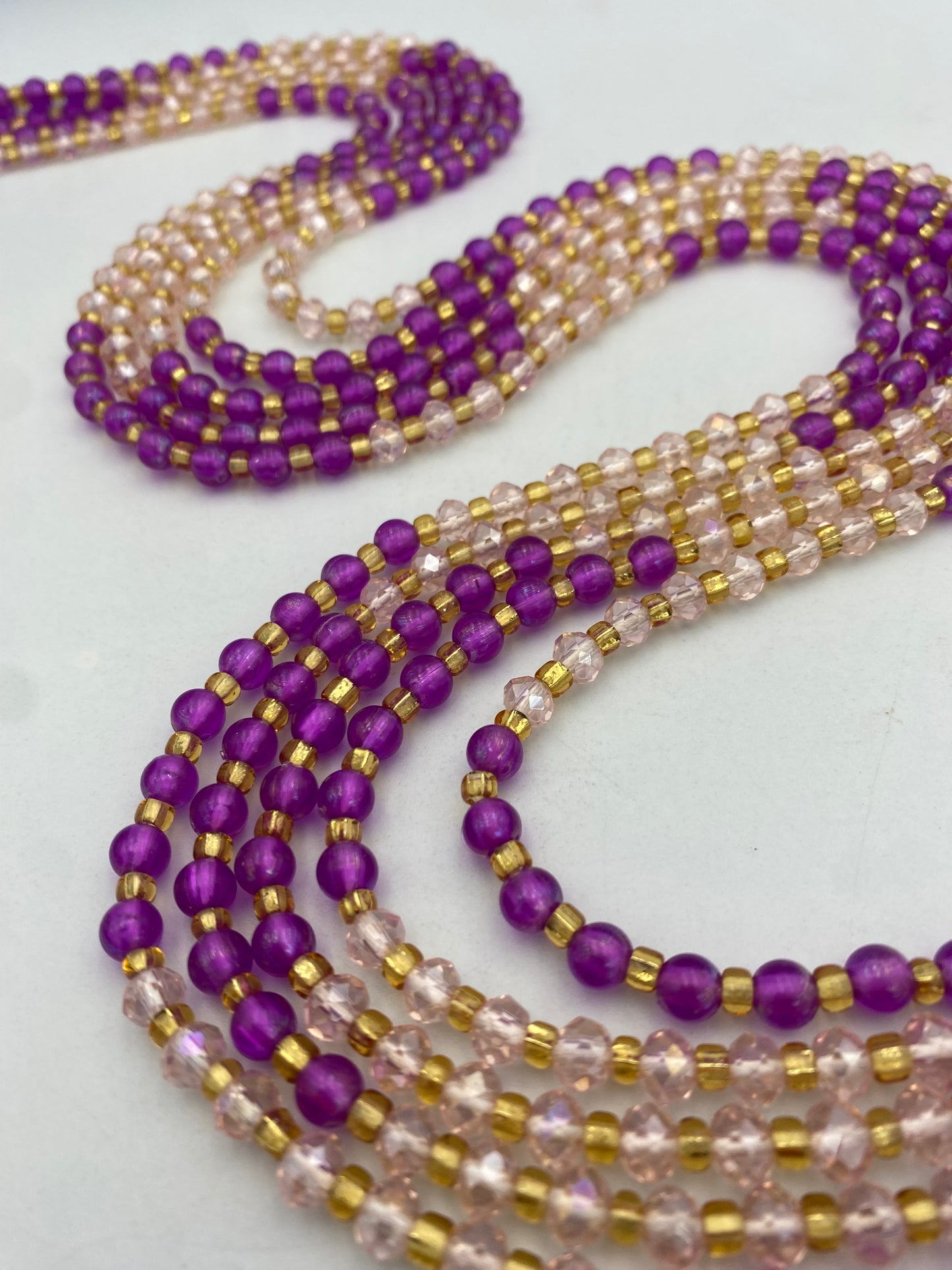 Zafira- Purple Crystal  WaistBead | Luxury Crystal Waist Bead | African WaistBead | Price Per Item | Tie On | 45” -50”