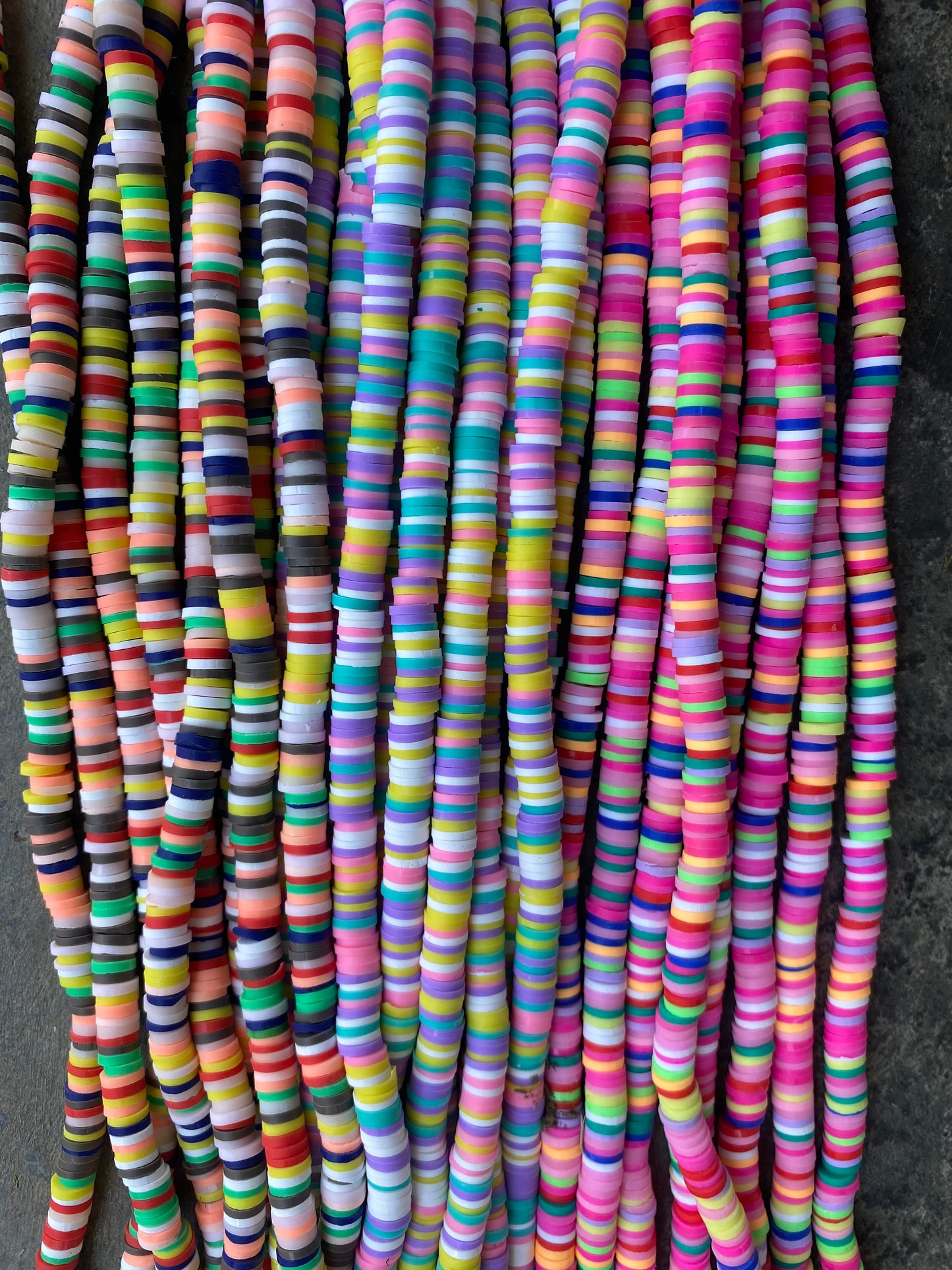 6mm 16” vinyl Heishi beads clay disc, polymer clay beads, AFRICAN vinyl Heishi beads, Disc Beads, Assorted Colors