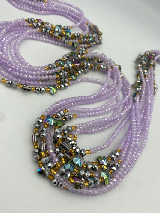 Lavender Royalty Crystal Waist Bead- Price per WaistBead- Tie On 45”-50