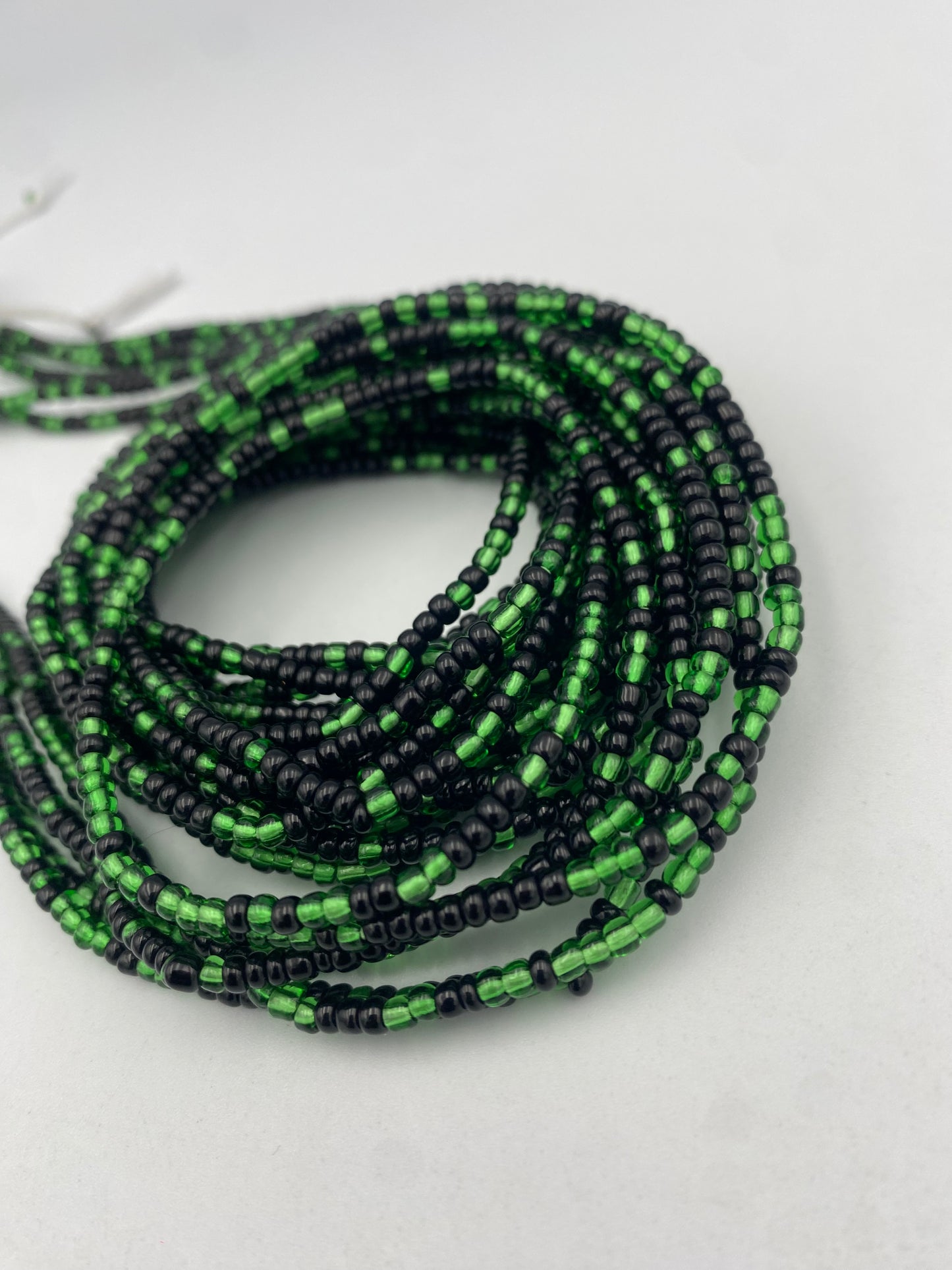 Green & Black Seed beads Waist Bead- Tie On