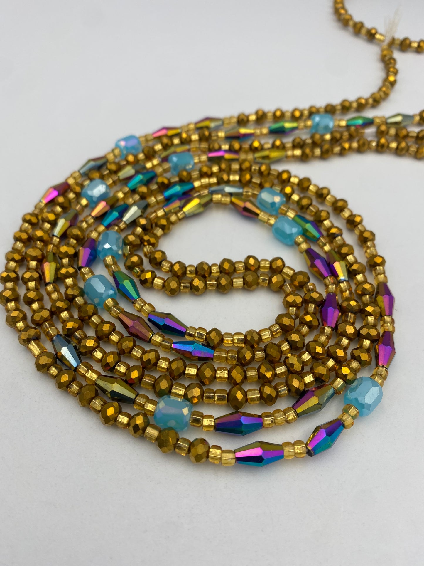 Bronze Crystal Waist Bead- Tie on