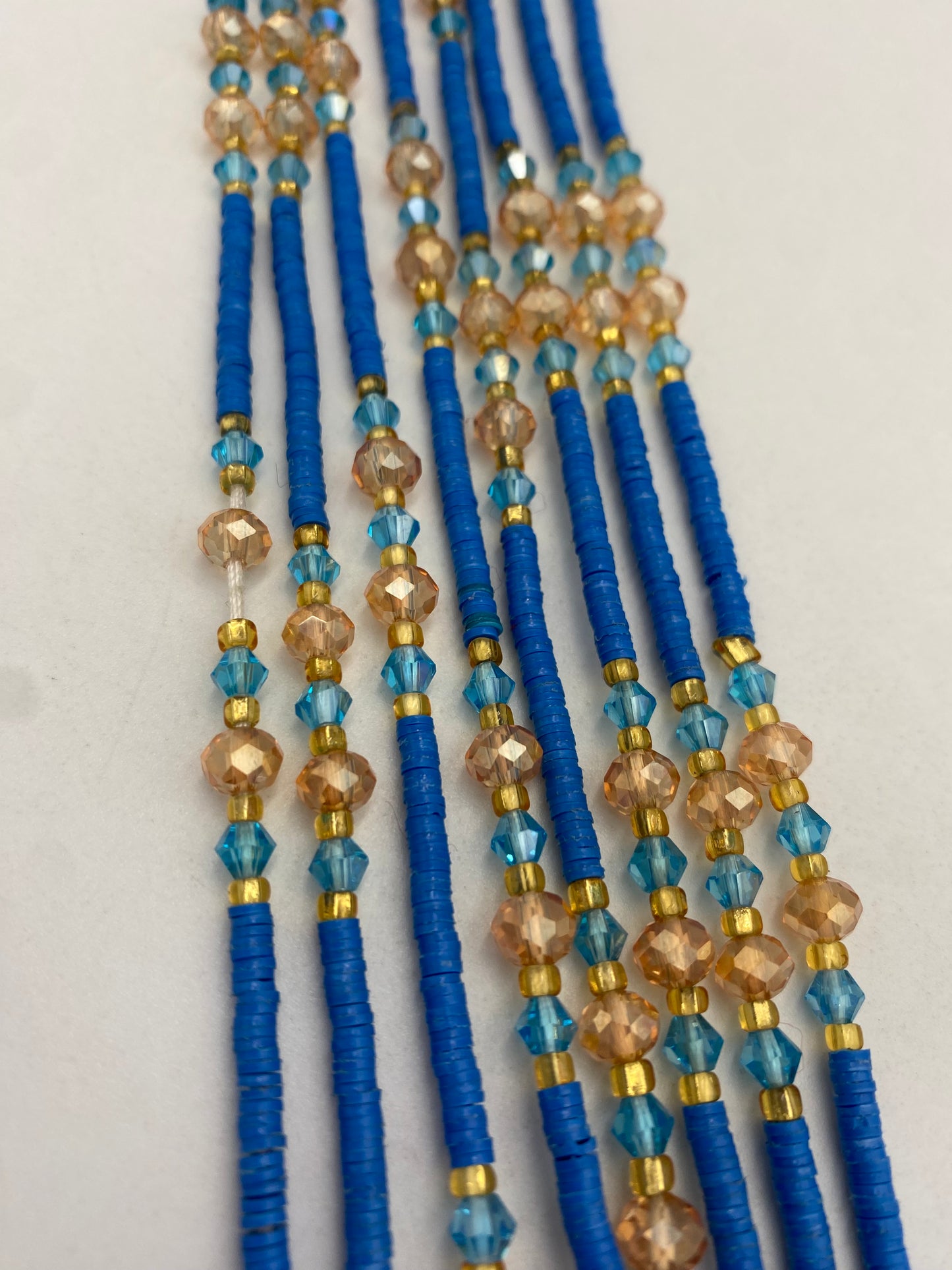 Vinyl Flat Disc Waist Bead | Clay Beads African Waist Beads | Adjustable Tie-On 45”–50”