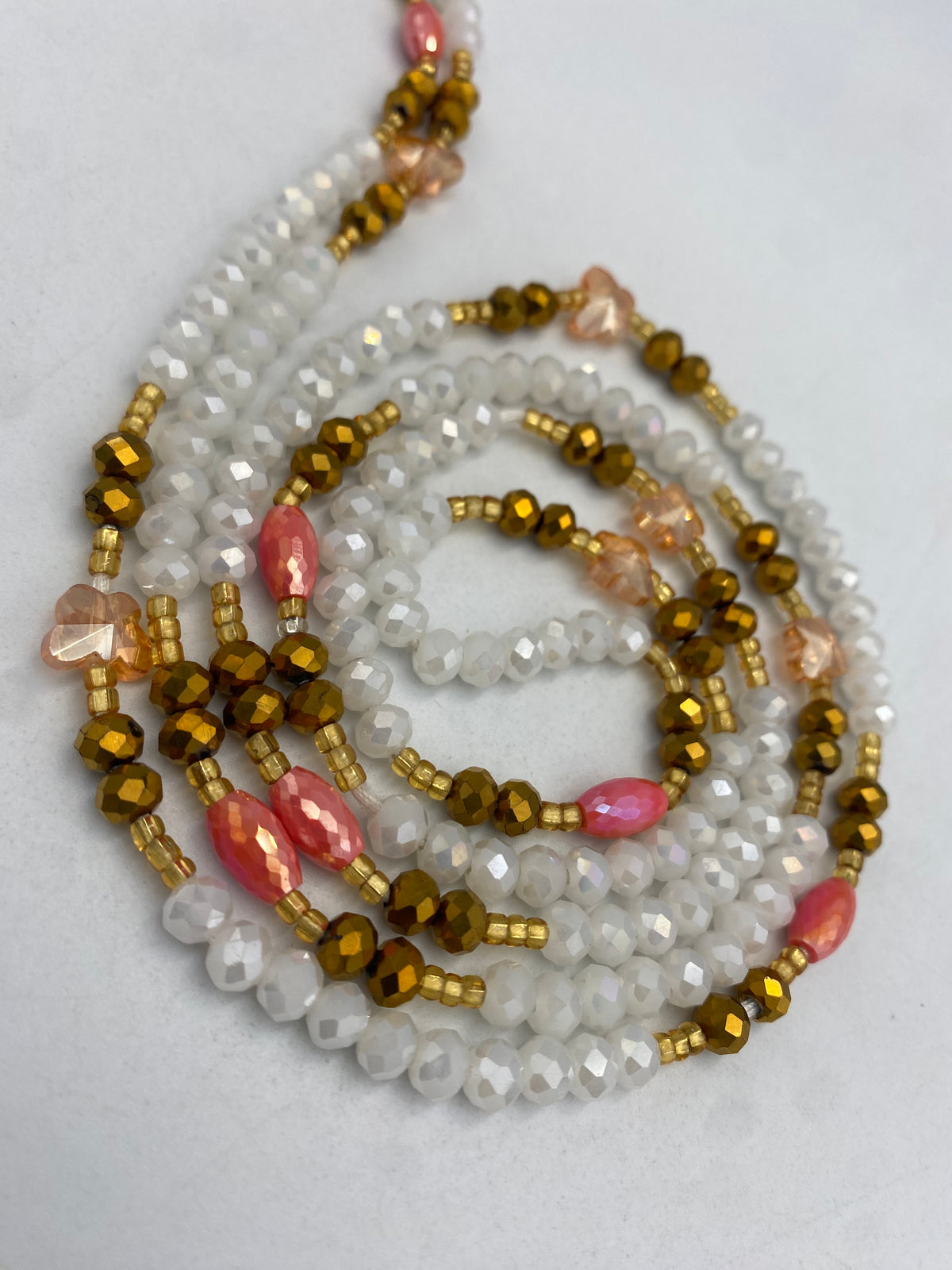 White Luxury Crystal Waist Bead 45”| 1 PC