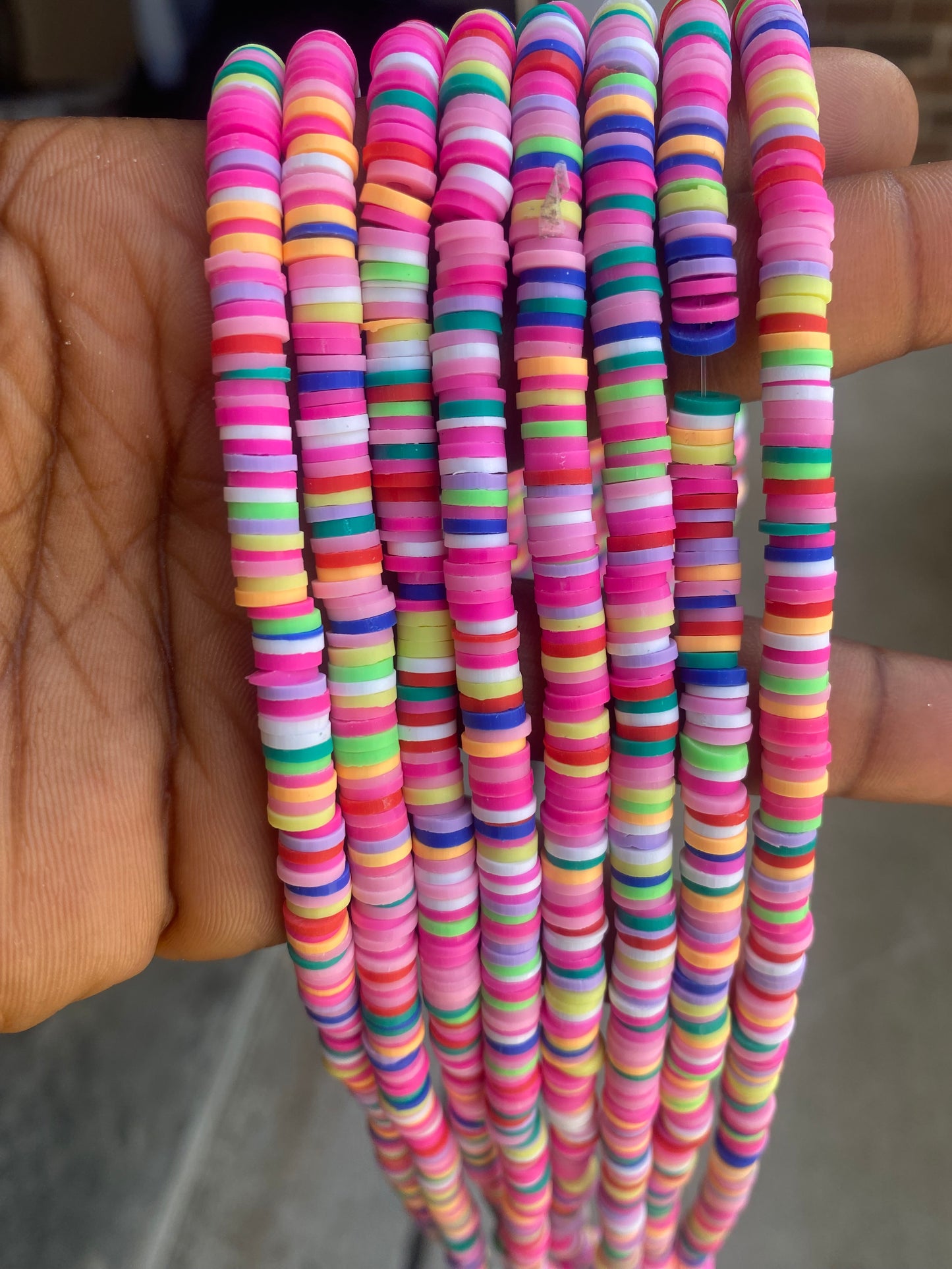 6mm 16” vinyl Heishi beads clay disc, polymer clay beads, AFRICAN vinyl Heishi beads, Disc Beads, Assorted Colors