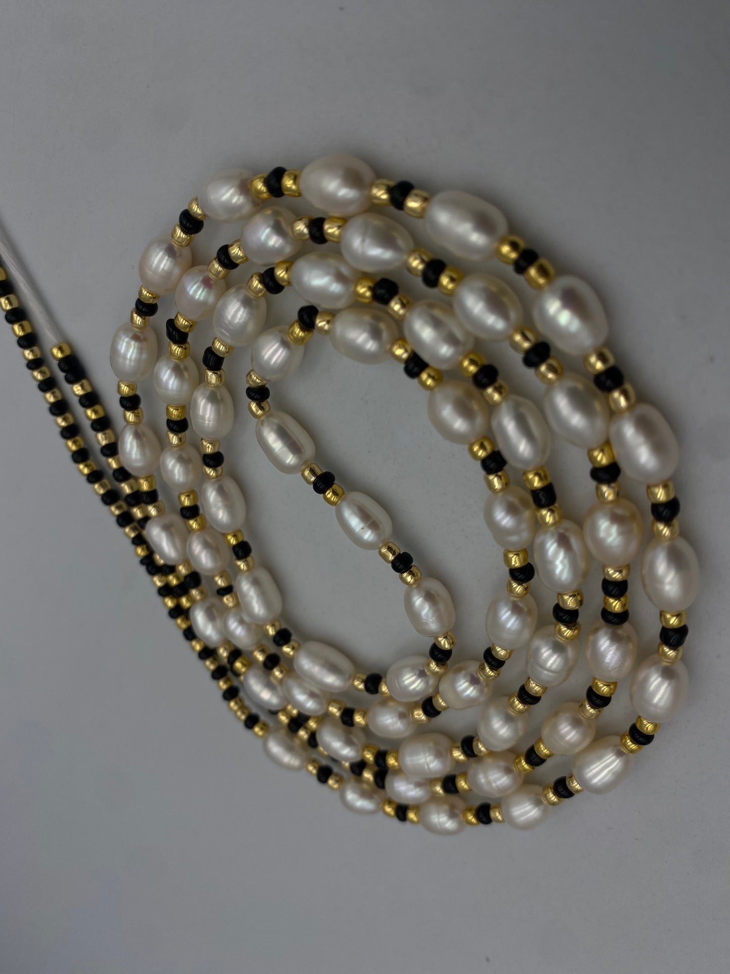 Freshwater Pearl & Crystal Waist Beads – 45” Permanent Tie-On Jewelry~ Choose Your design