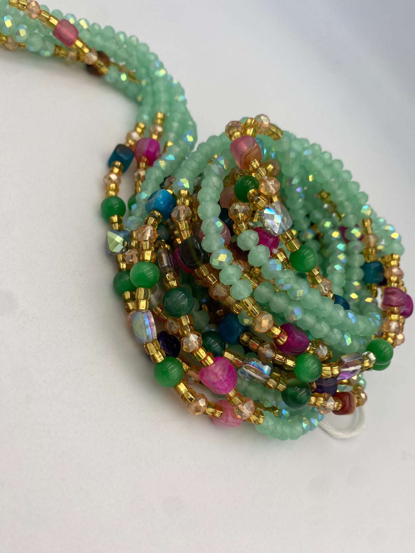 Joy~ Mint Green Crystal Waist Bead | Waist Beads – Luxury Tie-On Beaded Jewelry | Green | Body Adornment & Weight Tracking | Price Per Item | 45–Inches