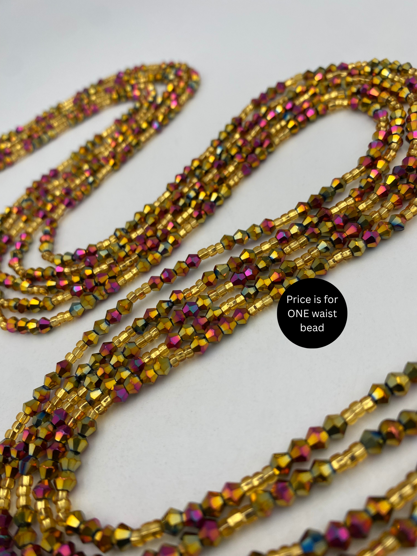 Variety of Crystal Waist Beads, Bicones, Mini crystal Waistbeads-  Choose your Color- Price Per Item - Tie On 40”-50”