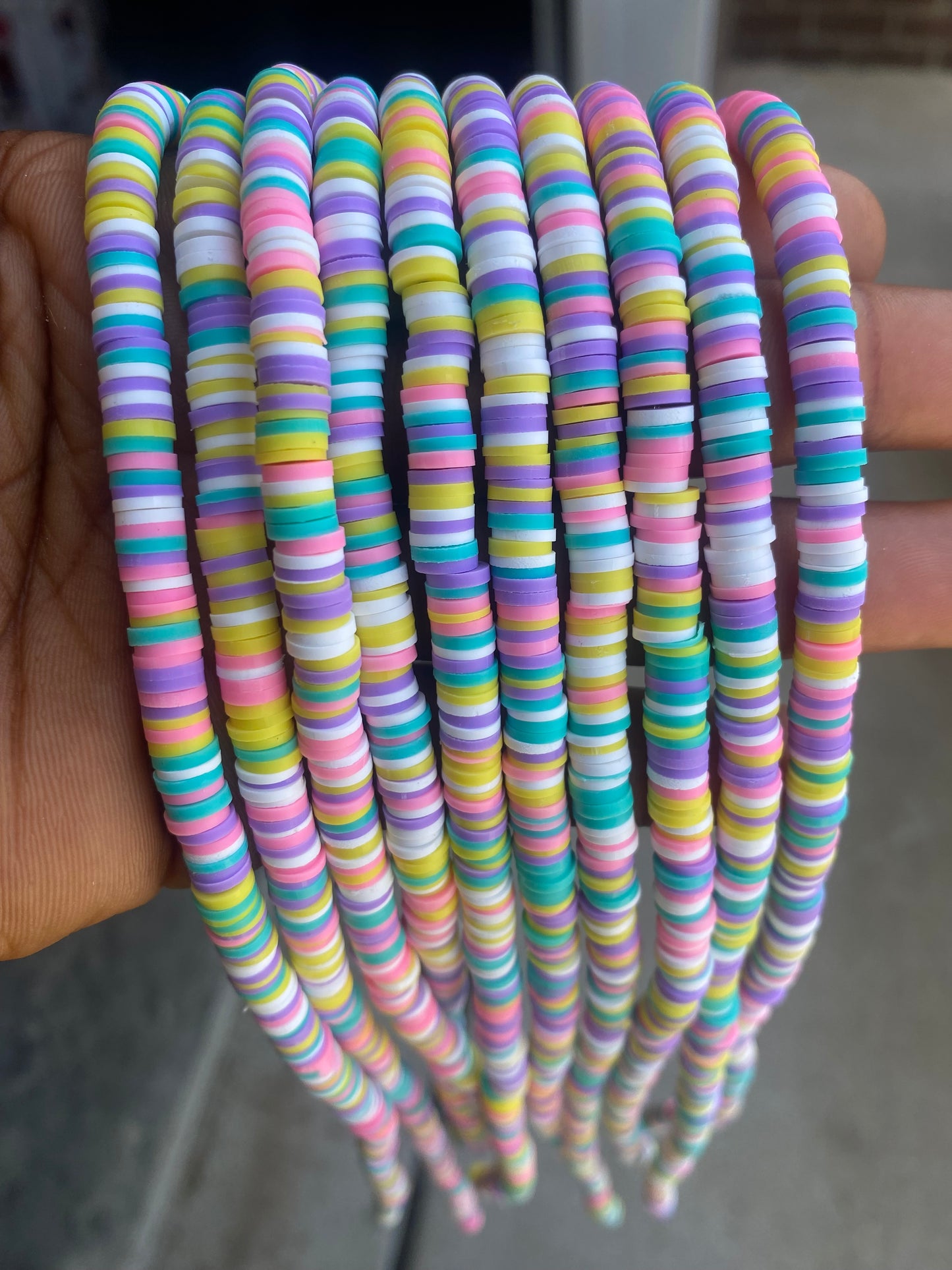 6mm 16” vinyl Heishi beads clay disc, polymer clay beads, AFRICAN vinyl Heishi beads, Disc Beads, Assorted Colors