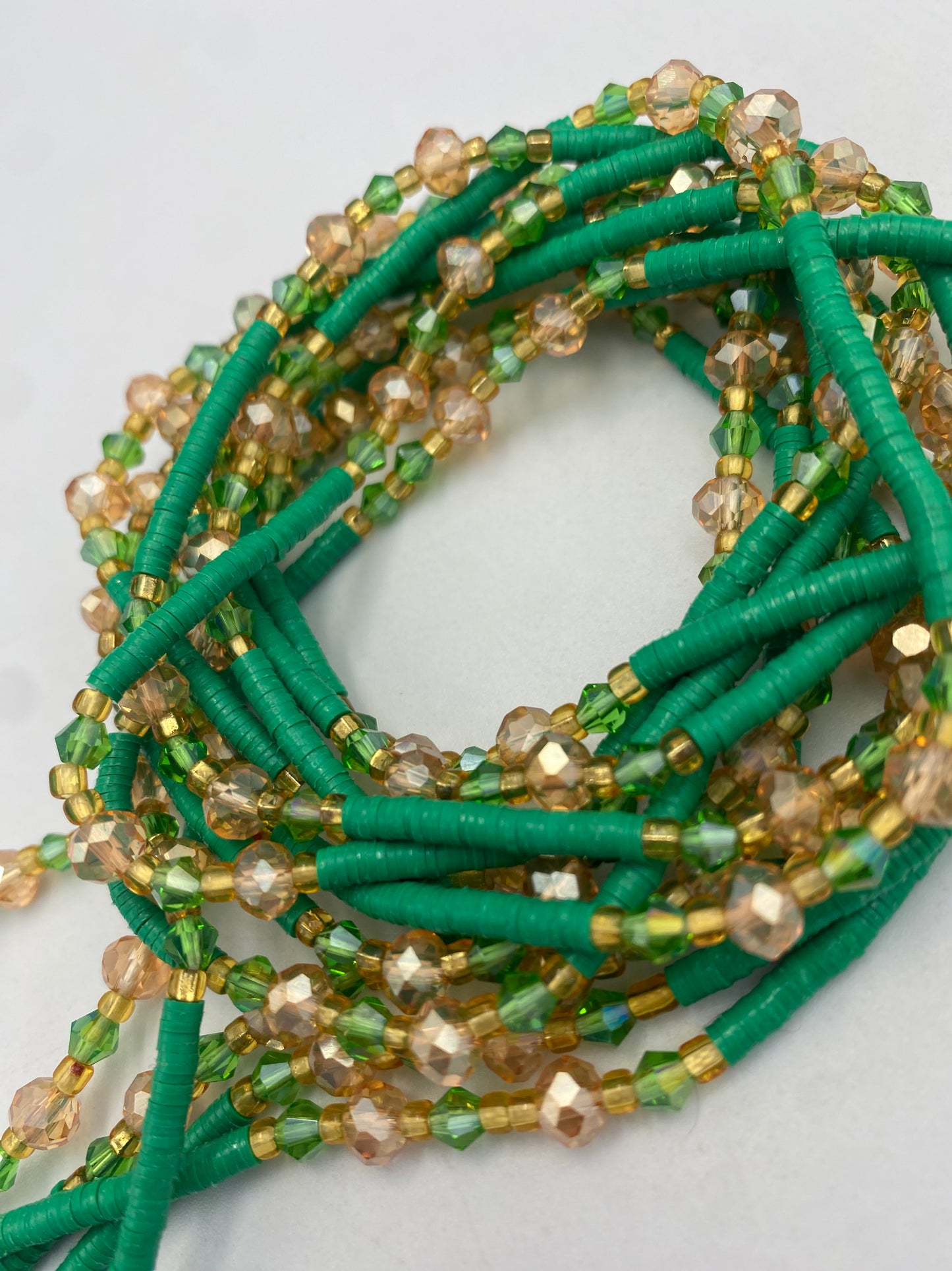 Vinyl Flat Disc Waist Bead | Clay Beads African Waist Beads | Adjustable Tie-On 45”–50”