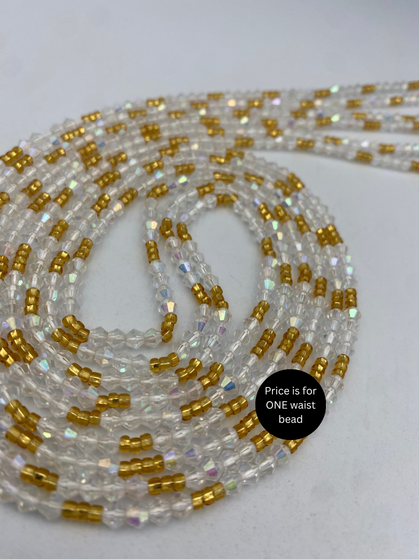 Variety of Crystal Waist Beads, Bicones, Mini crystal Waistbeads-  Choose your Color- Price Per Item - Tie On 40”-50”