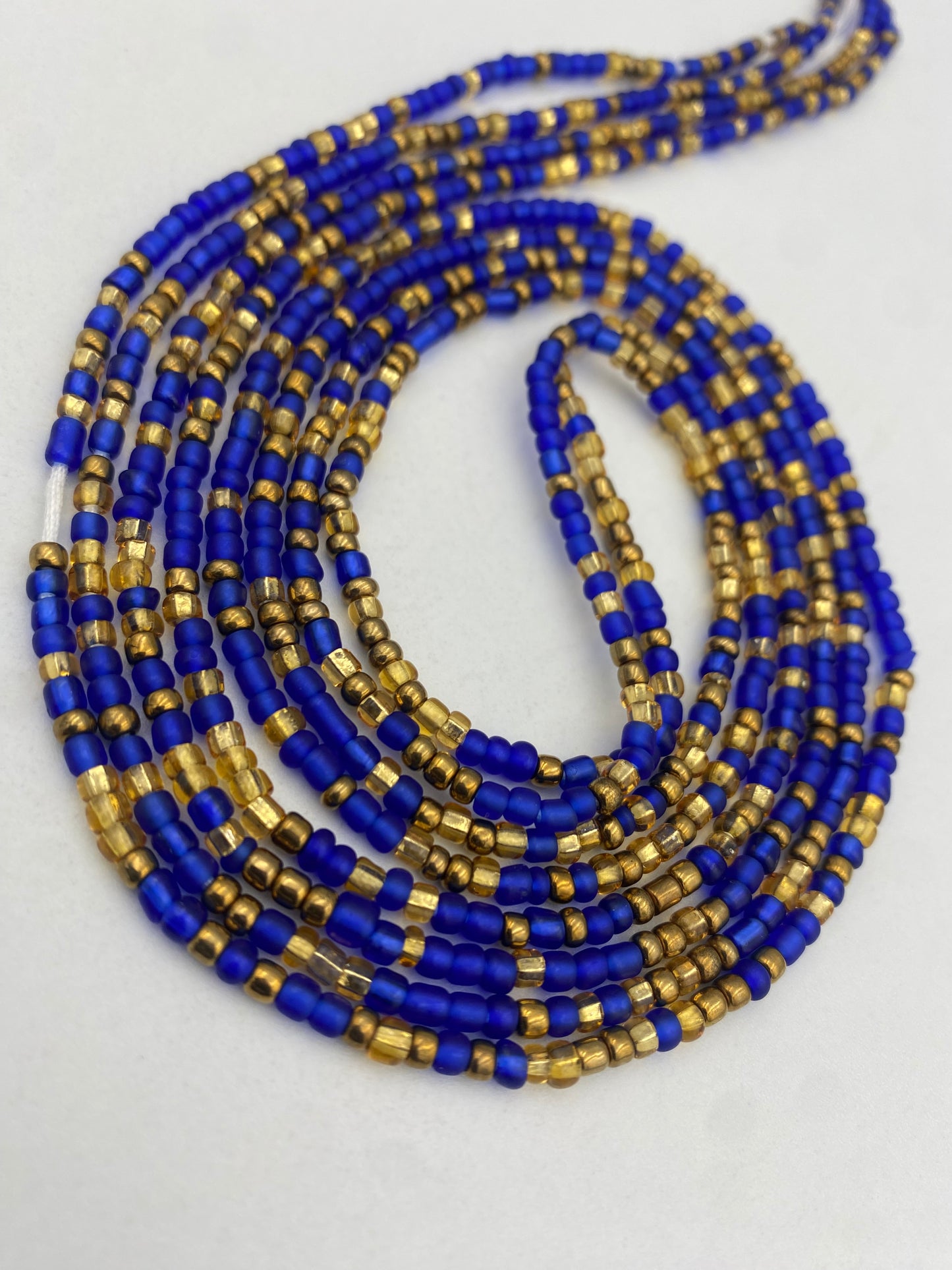 Blue & Bronze Waist Beads – Tie-On- African Waist Bead Strand for Women, 45-50 Inches Adjustable, Body Jewelry for Adornment, Promoting Body Positivty & Weight Managemen