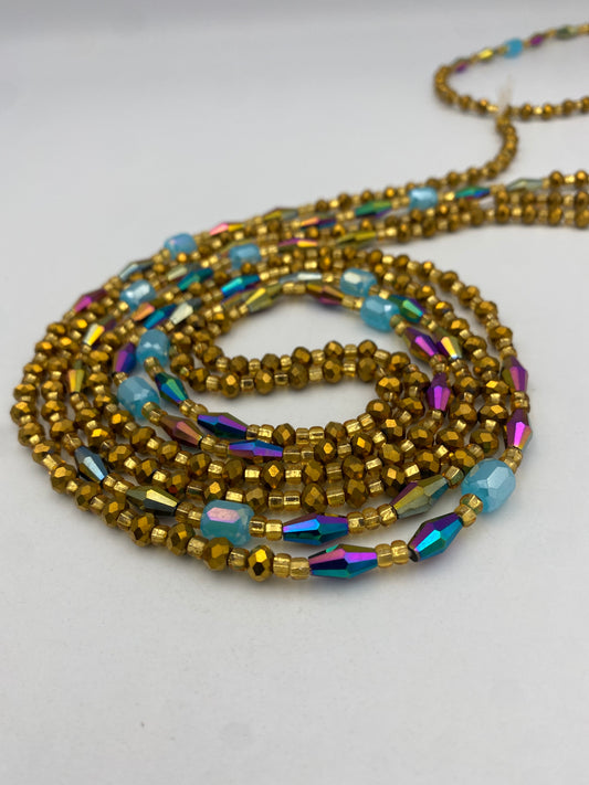 Bronze Crystal Waist Bead- Tie on