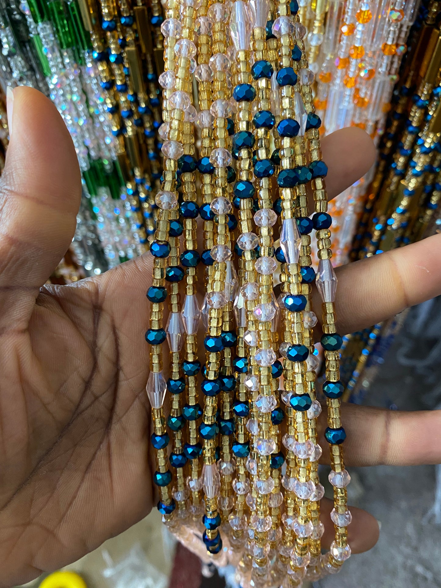 Wholesale African Waist Beads – Crystal Tie-On Strands 45”–50” (Bulk 25pcs Pack)