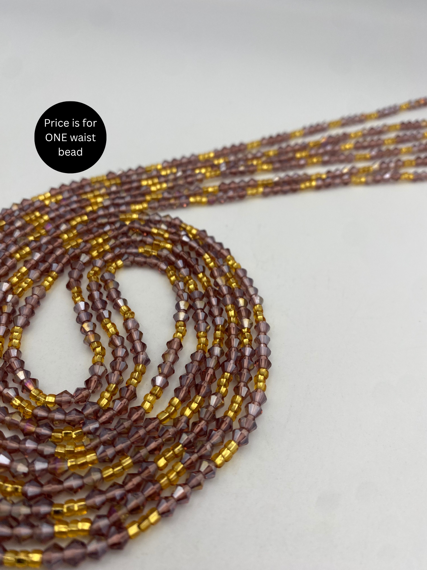 Variety of Crystal Waist Beads, Bicones, Mini crystal Waistbeads-  Choose your Color- Price Per Item - Tie On 40”-50”