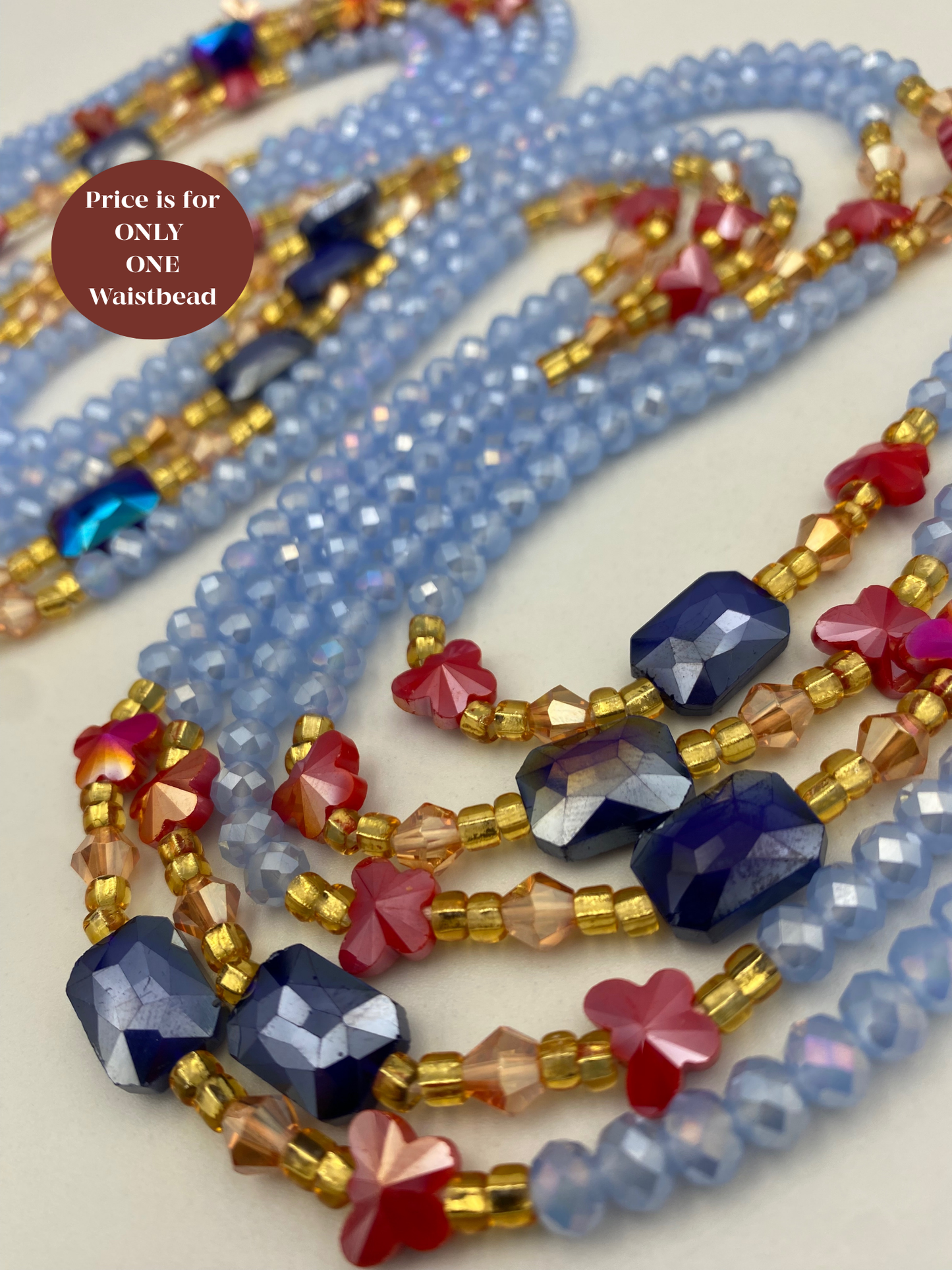 Royal Bloom Waistbead |Add to cart | Price per WaistBead – Tie-On | 45”