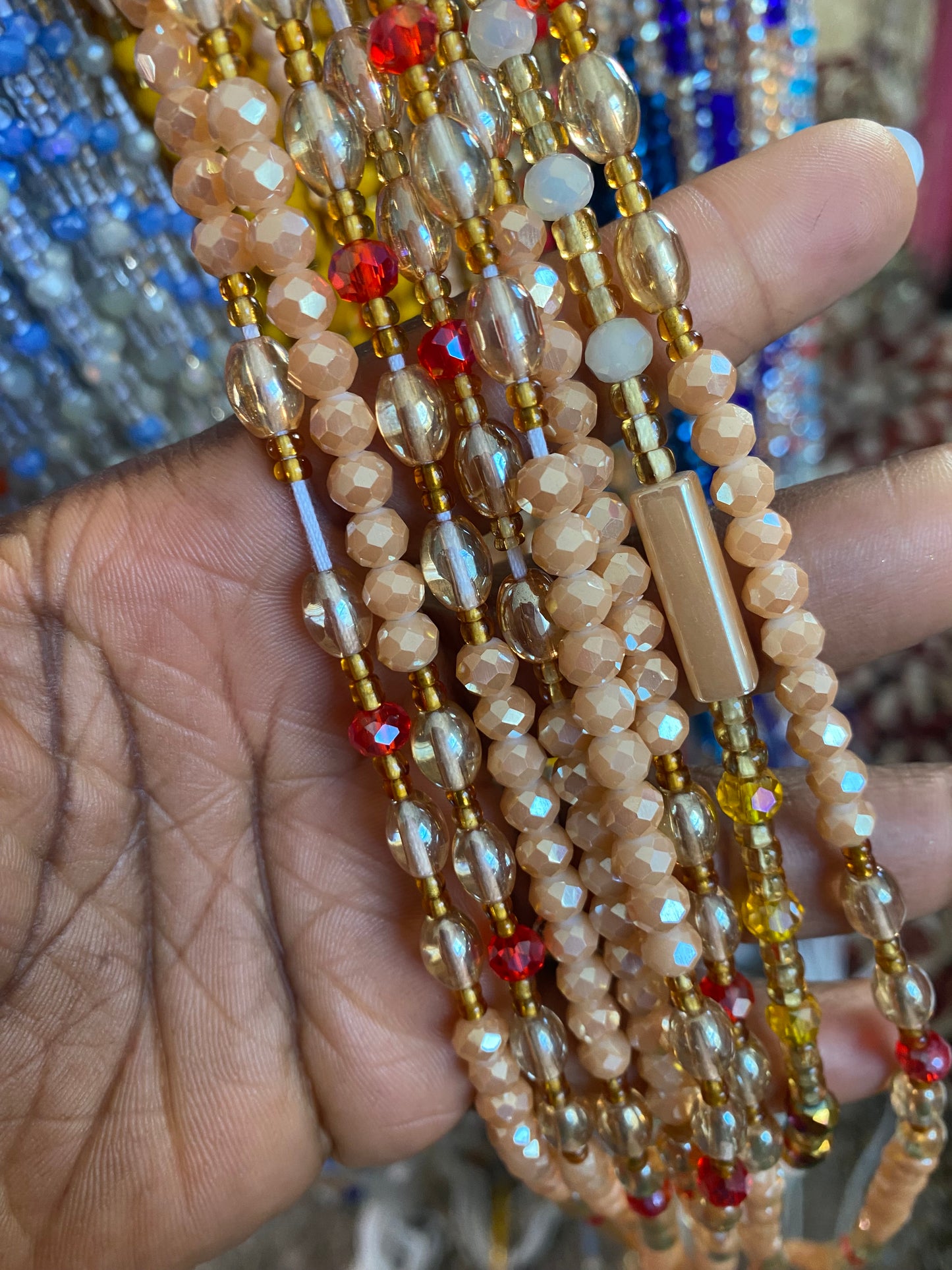 Wholesale African Waist Beads – Crystal Tie-On Strands 45”–50” (Bulk 25pcs Pack)