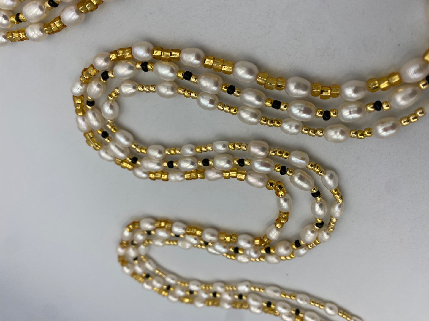 Freshwater Pearl & Crystal Waist Beads – 45” Permanent Tie-On Jewelry~ Choose Your design