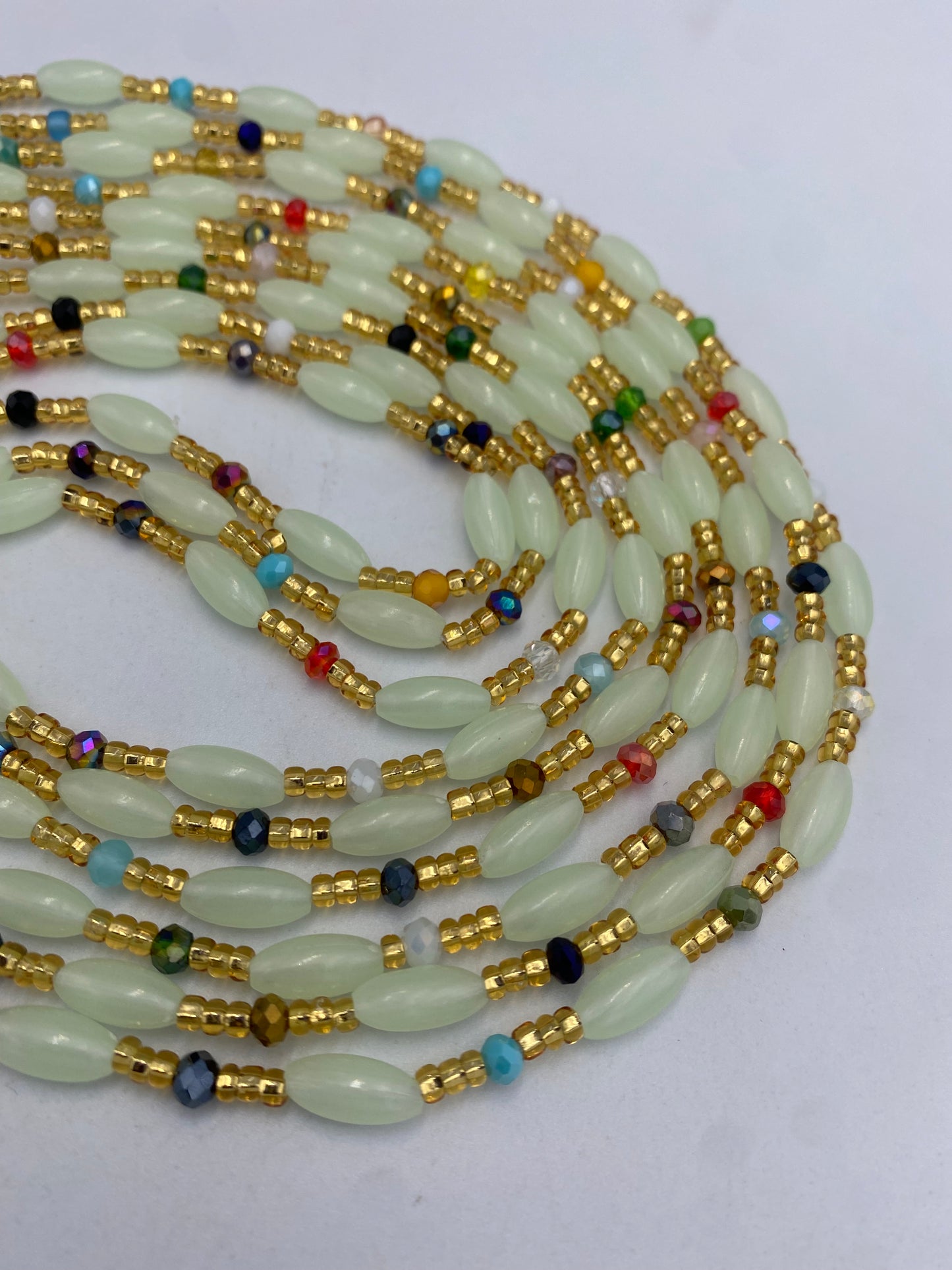 Subtle Glow in the dark Waist Beads- Oval  | African Waistbeads-Tie On 45"- 50"- Price Per Waist Bead