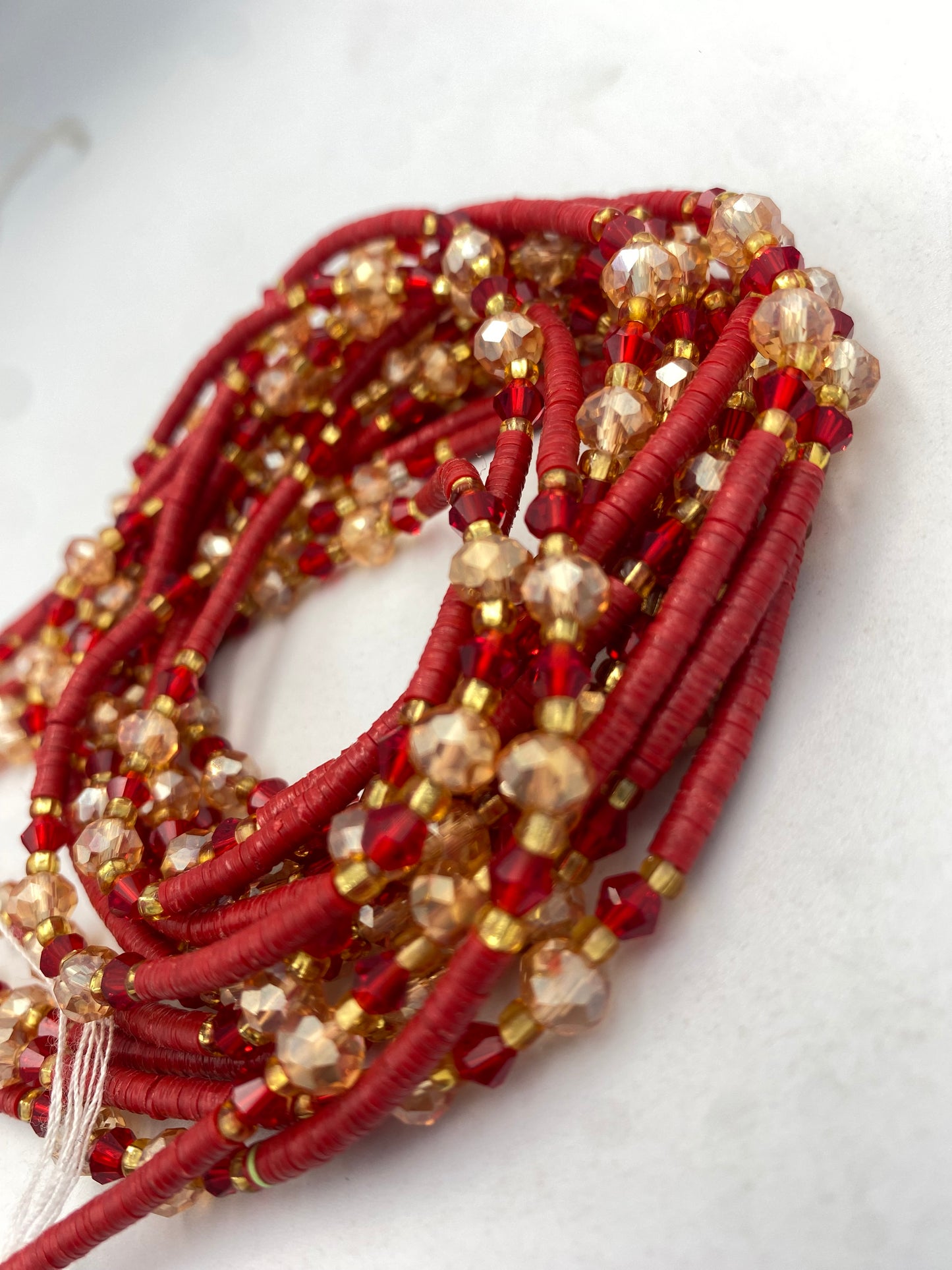 Vinyl Flat Disc Waist Bead | Clay Beads African Waist Beads | Adjustable Tie-On 45”–50”
