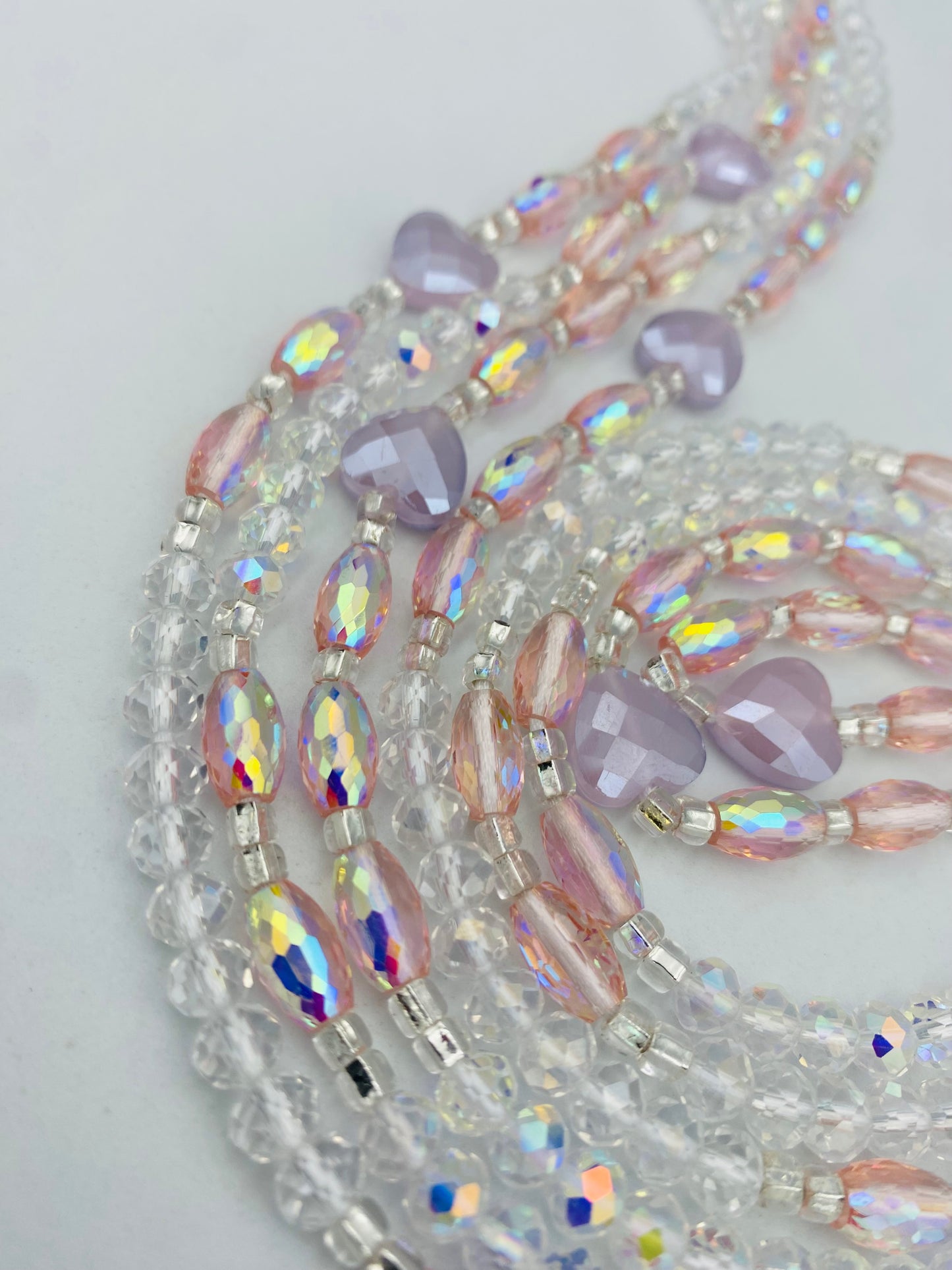 Bridal | Waist Bead for the New Year |  Waist Beads – Luxury Tie-On Beaded Jewelry | Crystal & Silver with Pink | Body Adornment & Weight Tracking- 45–Inches