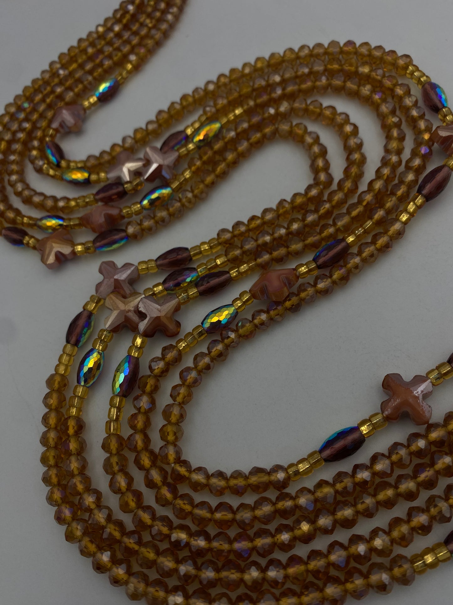 Brown Crystal Waist Bead | Waist Beads – Luxury Tie-On Beaded Jewelry  | Body Adornment & Weight Tracking | Price Per Item | 45–Inches
