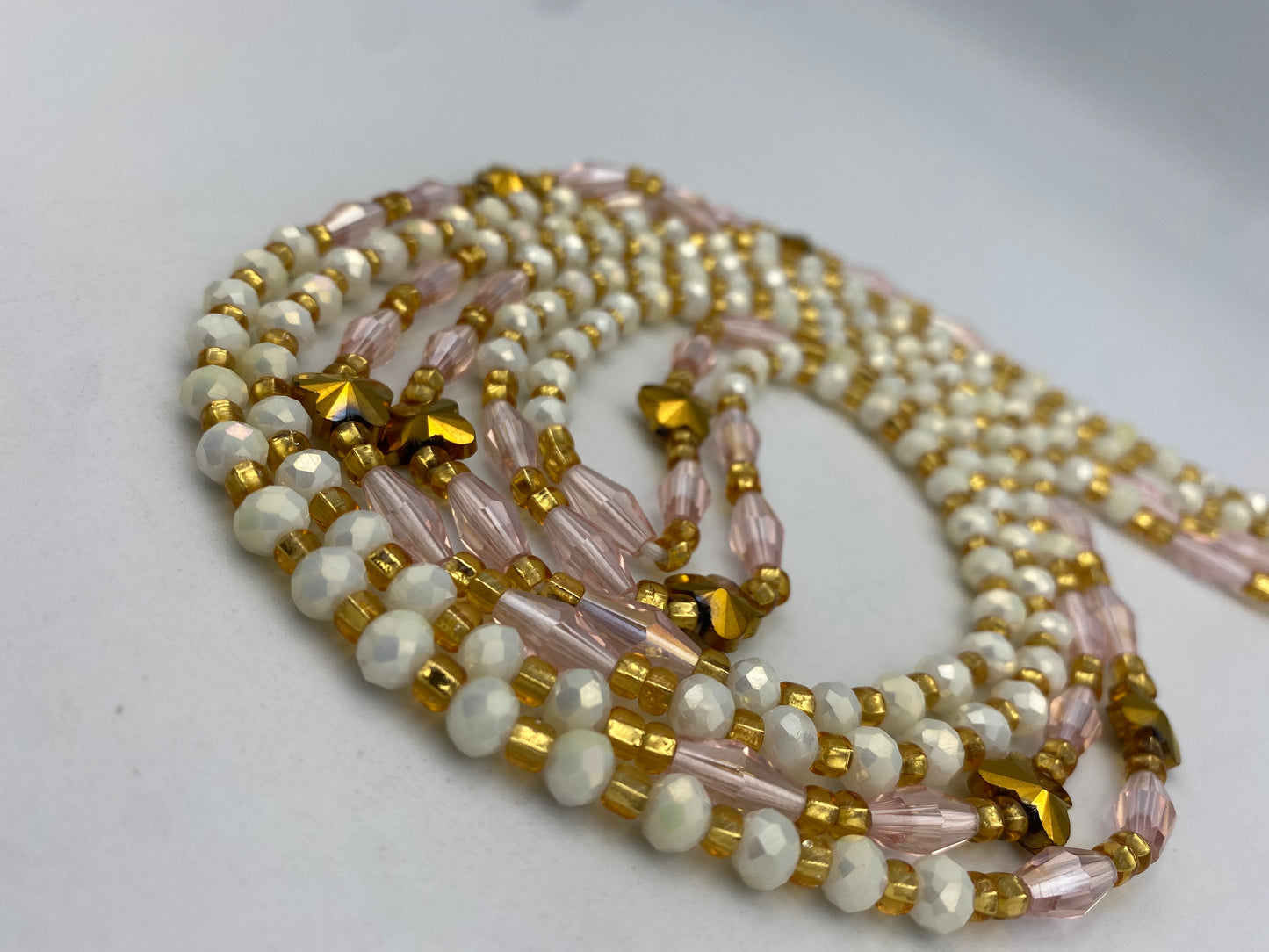 White Crystal Waist Bead- Tie on