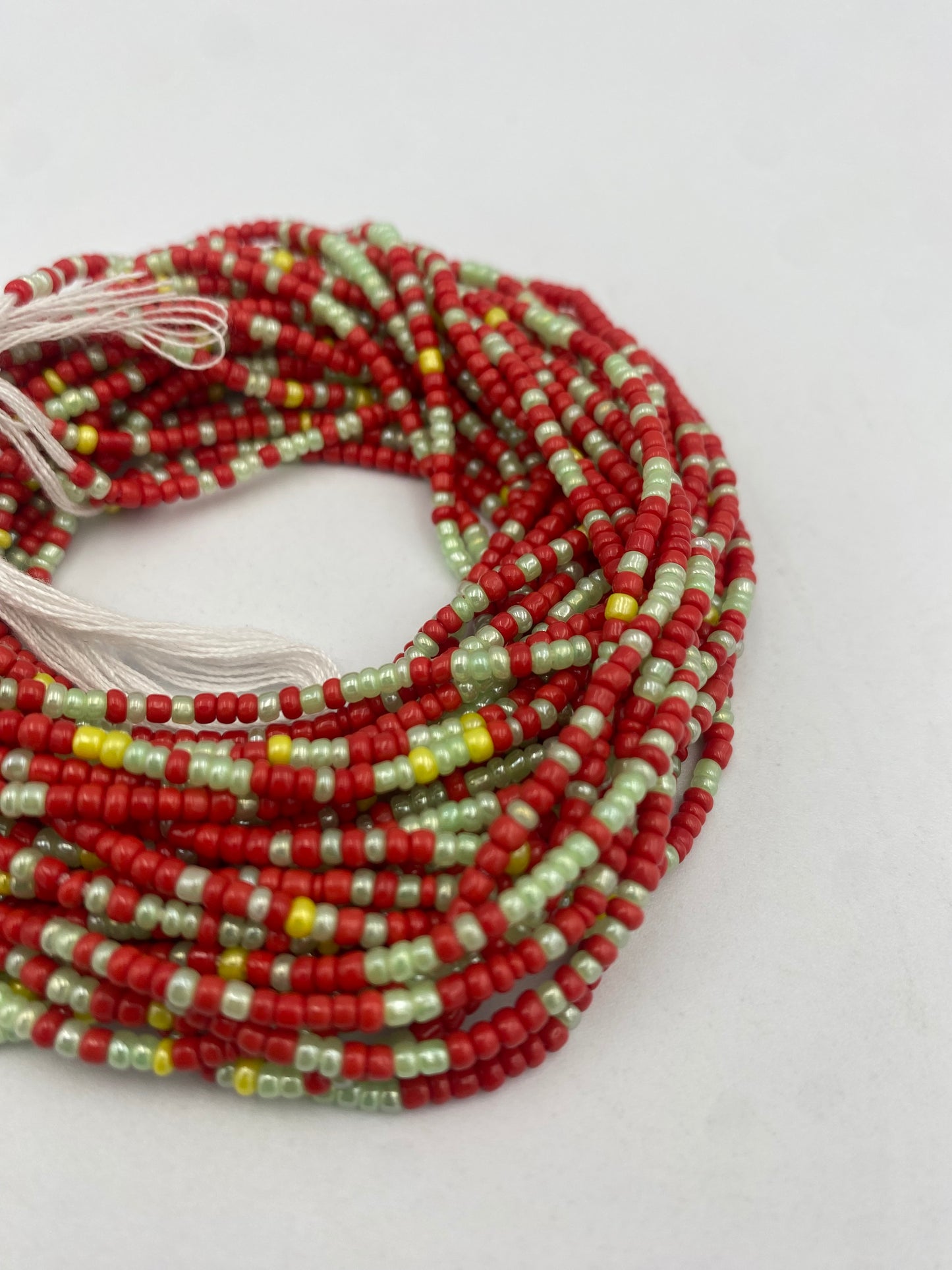 Multicolored handmade tie-on waist bead, 45-50 inches