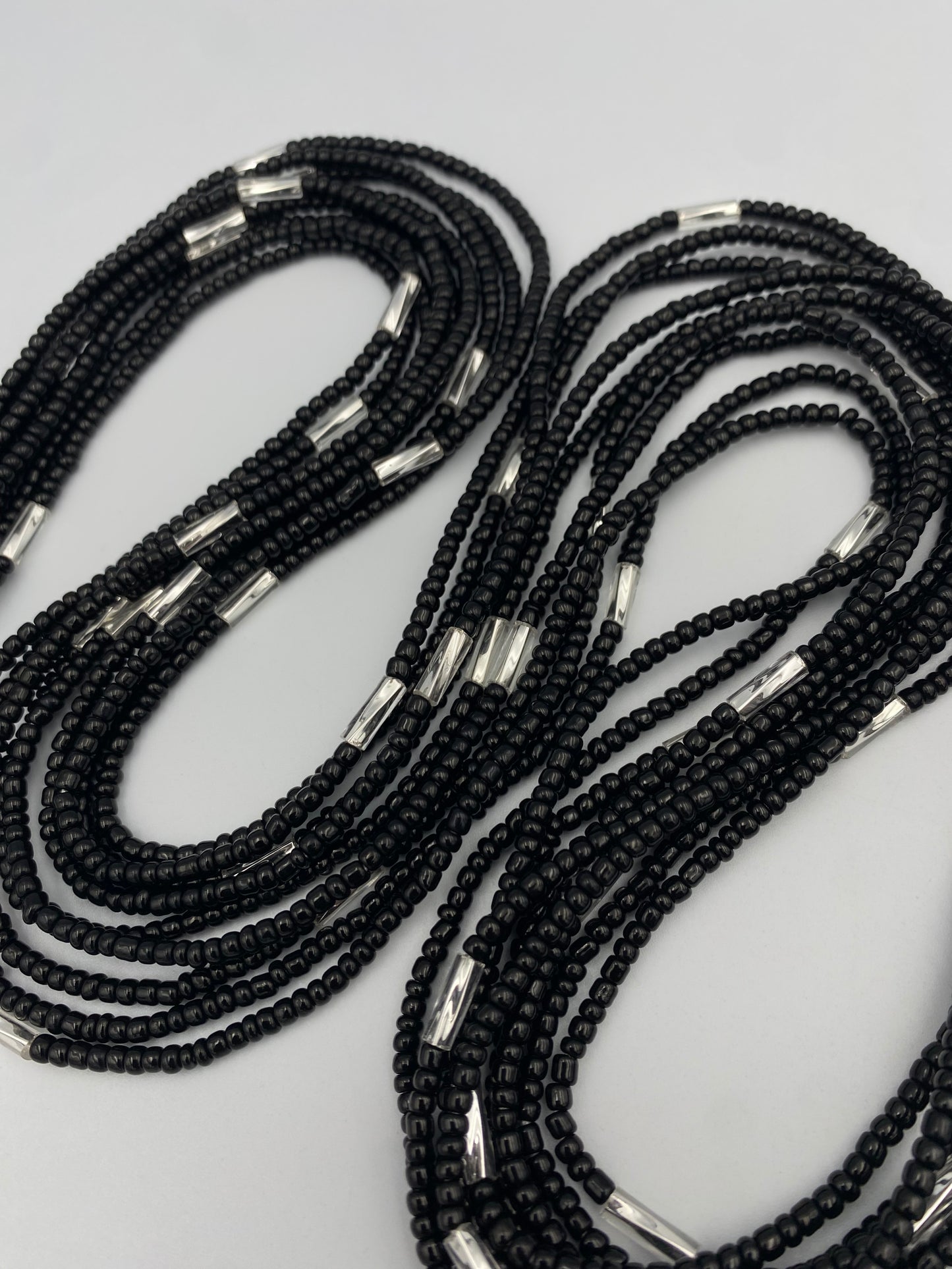 Black & Silver  Waist Beads | African Body Jewelry | Price per Waist Bead (45”-50”) – Tie-On