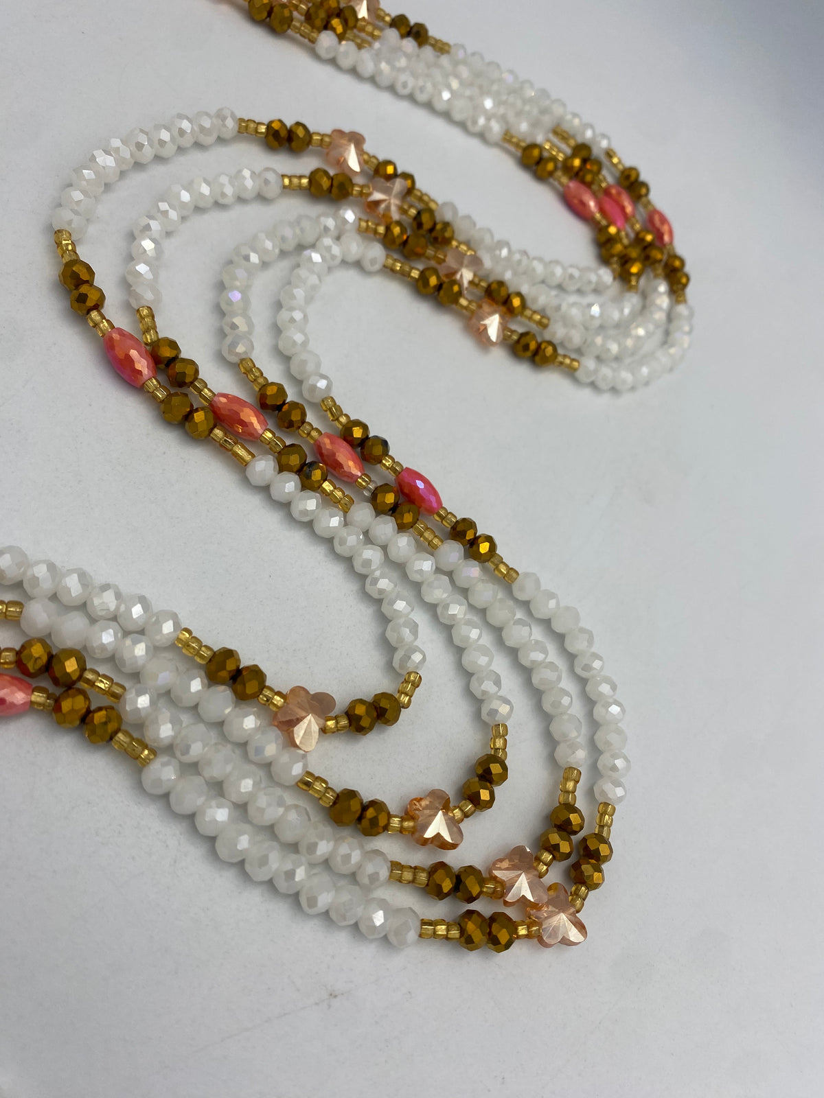 White Luxury Crystal Waist Bead 45”| 1 PC